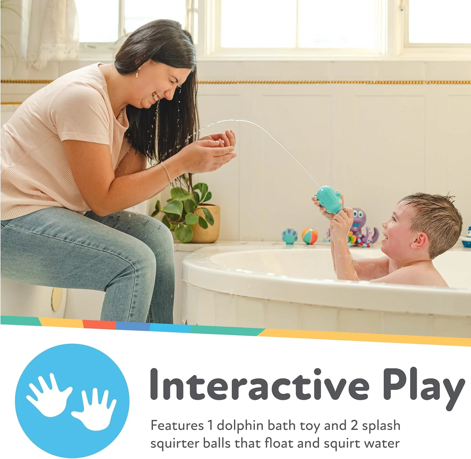 اسباب بازی دلفین آب پاش نابی به همراه توپ های آب پاش، 10+ ماه