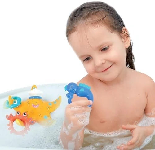 اسباب بازی حمام اختاپوس شناور نابی برای بازی کودکان نوپا/ نوزادان - 18 ماه به بالا، 1 عدد بنفش، چند رنگ