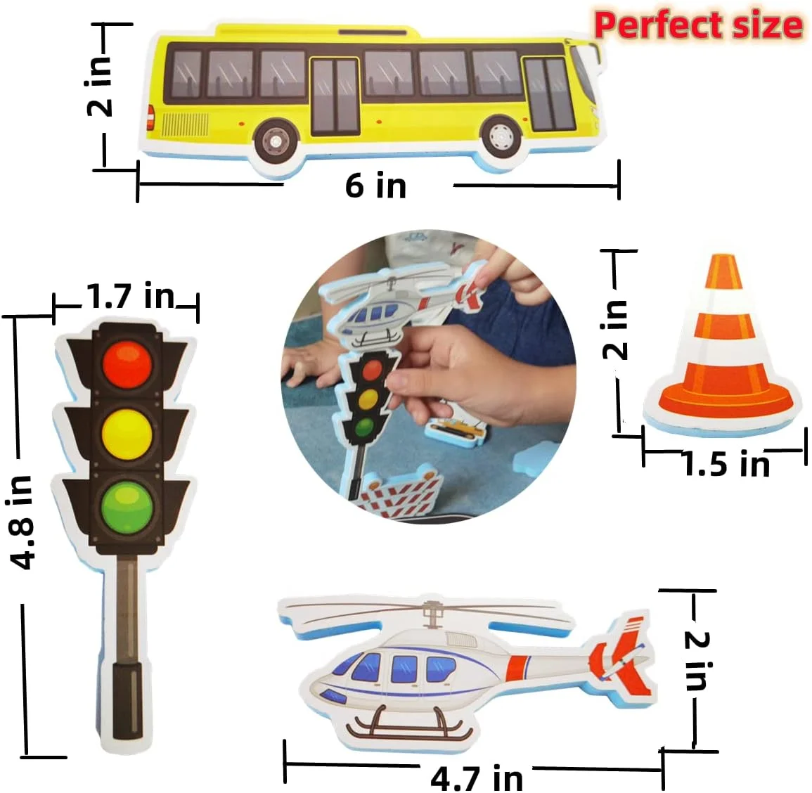اسباب بازی های حمام فومی OWMYOWL برای کودکان نوپا - 29 تکه استیکرهای حمام وسایل نقلیه با کیف نگهداری، اسباب بازی آموزشی شناور وان ترافیکی پیش دبستانی غیر سمی سرگرم کننده برای حمام کردن نوزادان دختران پسران کودکان نوپا