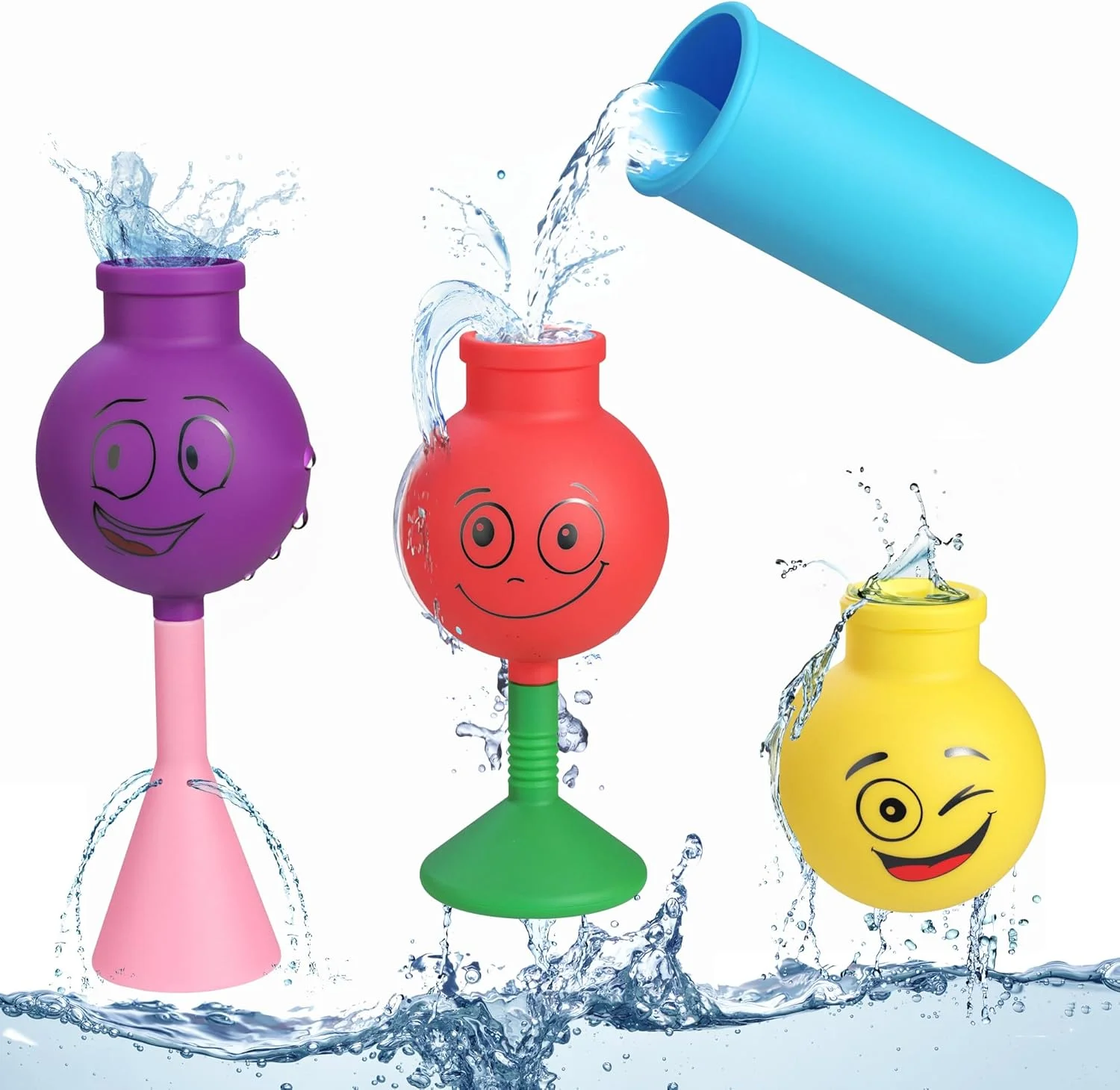 اسباب بازی حمام آکواتاد مناسب کودکان 2 تا 4 سال - اسباب بازی حمام سیلیکونی با قابلیت چسبندگی به دیوار: سه فلاسک با الگوهای پاششی منحصر به فرد