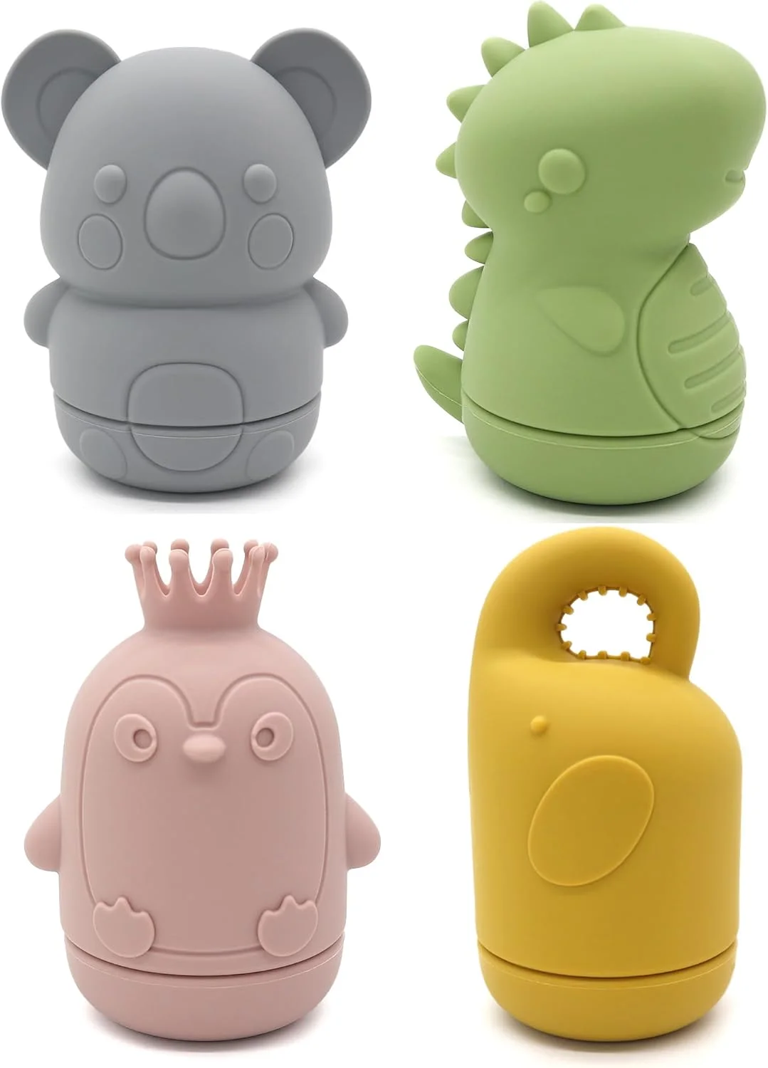 اسباب بازی حمام سیلیکونی پاندا ایر، بسته 4 عددی، مناسب نوزادان 0-6 و 6-12 ماه، اسباب بازی های وان حمام بدون کپک برای کودکان نوپا، اسباب بازی های شنا و دوش غیر سمی برای کودکان 1-3 سال