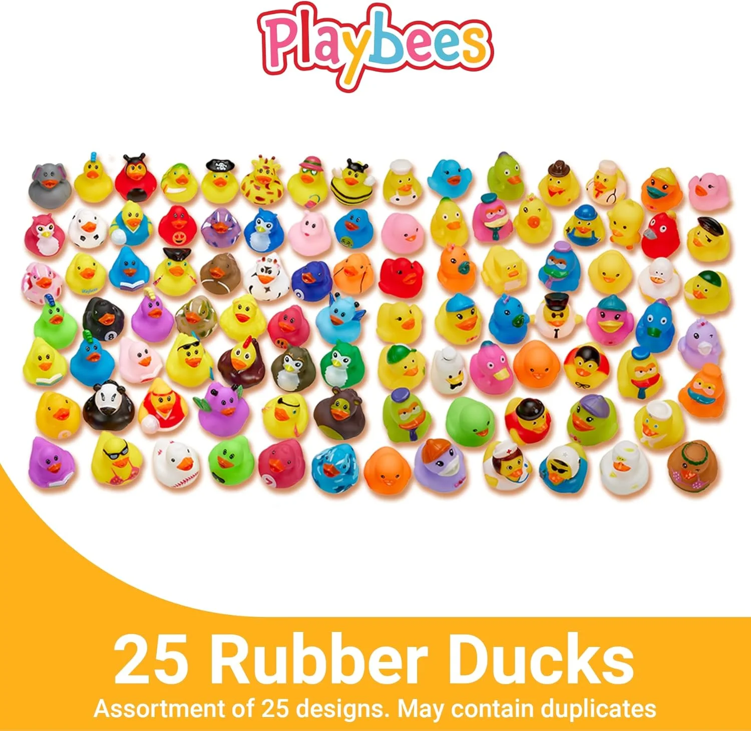 اردک های لاستیکی Playbees، بسته 25 عددی، مجموعه اردک های کوچک، اسباب بازی حمام و دوش کودک، اردک های جیپ، شناور، فعالیت استخر ساحلی تابستانی، لوازم جانبی جشن نوزادی، مشوق های کلاسی - مدل ترکیبی 3