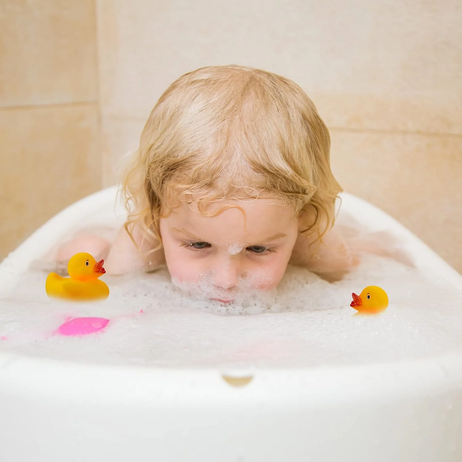 مجموعه ۴۸ عددی اردک های لاستیکی Relaxdays، اردک های صدادار برای حمام، سرگرمی و تزئینات حمام، ۳.۵ سانتی متر، زرد