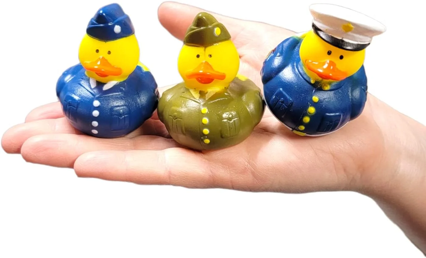 اردک های لاستیکی جذاب (2 اینچ) سایز استاندارد. (بسته 12 عددی) اسباب بازی های استخر و وان حمام اردک بامزه. (اردک های لاستیکی با طرح نیروهای مسلح)