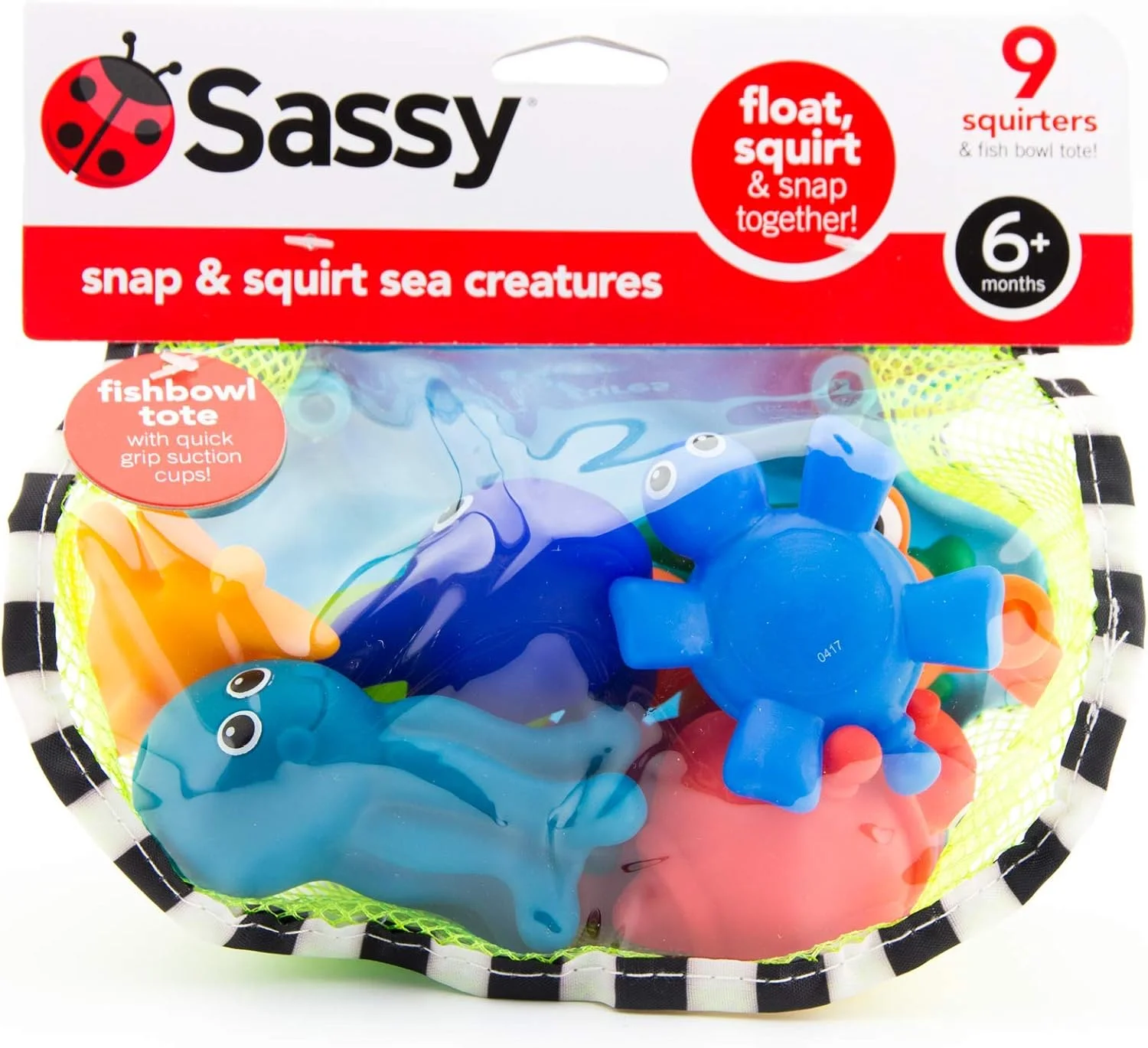 مجموعه ۹ عددی موجودات دریایی فشاری و متصل‌شدنی مناسب برای کودکان بالای ۶ ماه به همراه کیف نگهداری با دو مکنده بزرگ