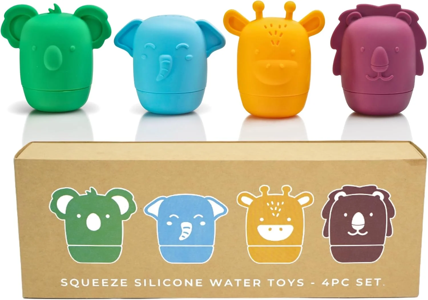 اسباب بازی حمام کودک غیر سمی، اسباب بازی حمام برای نوزادان 6-12 ماهه، اسباب بازی حمام سیلیکونی، سازگار با محیط زیست، اسباب بازی وان حمام برای کودکان نوپا 1-3 ساله، توسط Toy Appétit (سافاری وحشی)