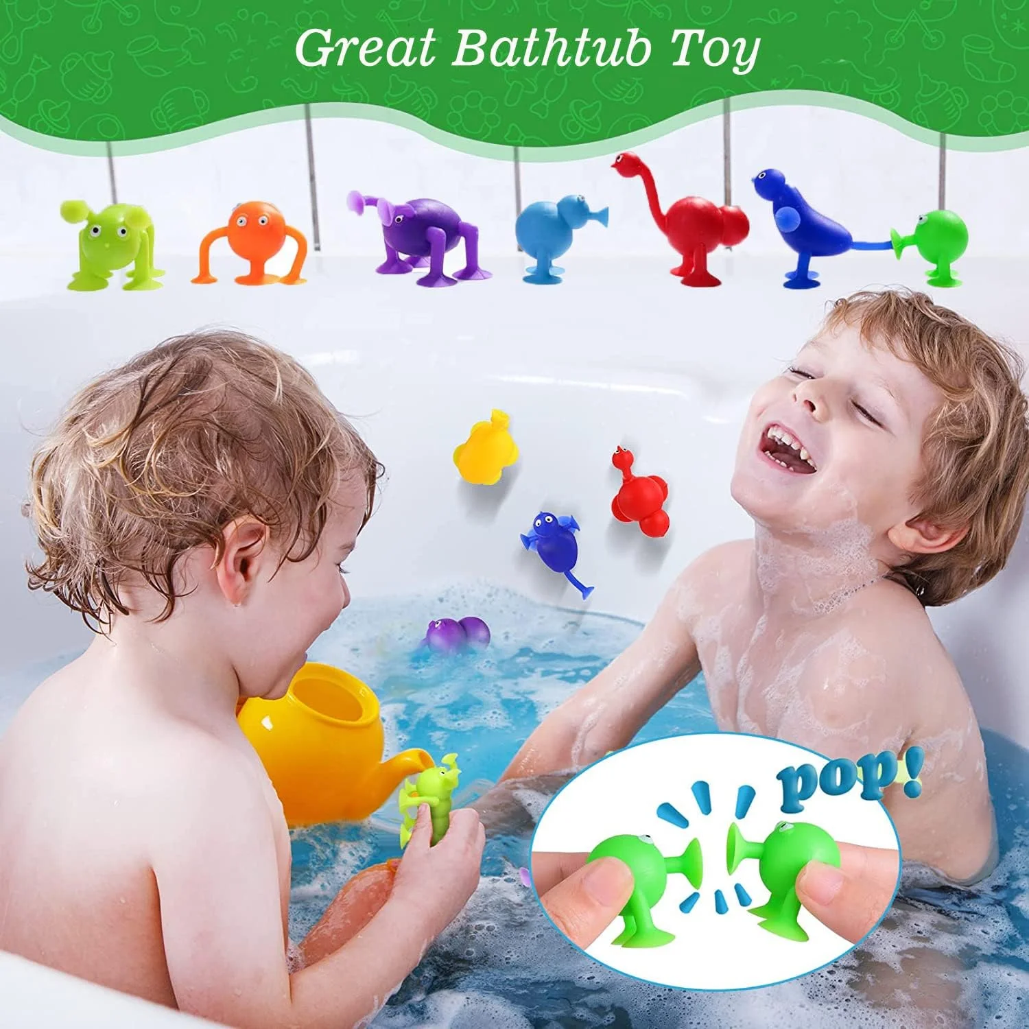 24 قطعه اسباب بازی های مکنده سیلیکونی نرم، بلوک های ساختمانی، اسباب بازی های حمام با کیسه نگهداری، اسباب بازی های رهاسازی استرس شکل حیوانات برای کودکان، اسباب بازی های حسی برای پسران و دختران 3 4 5 6 7 ساله (حیوانات)