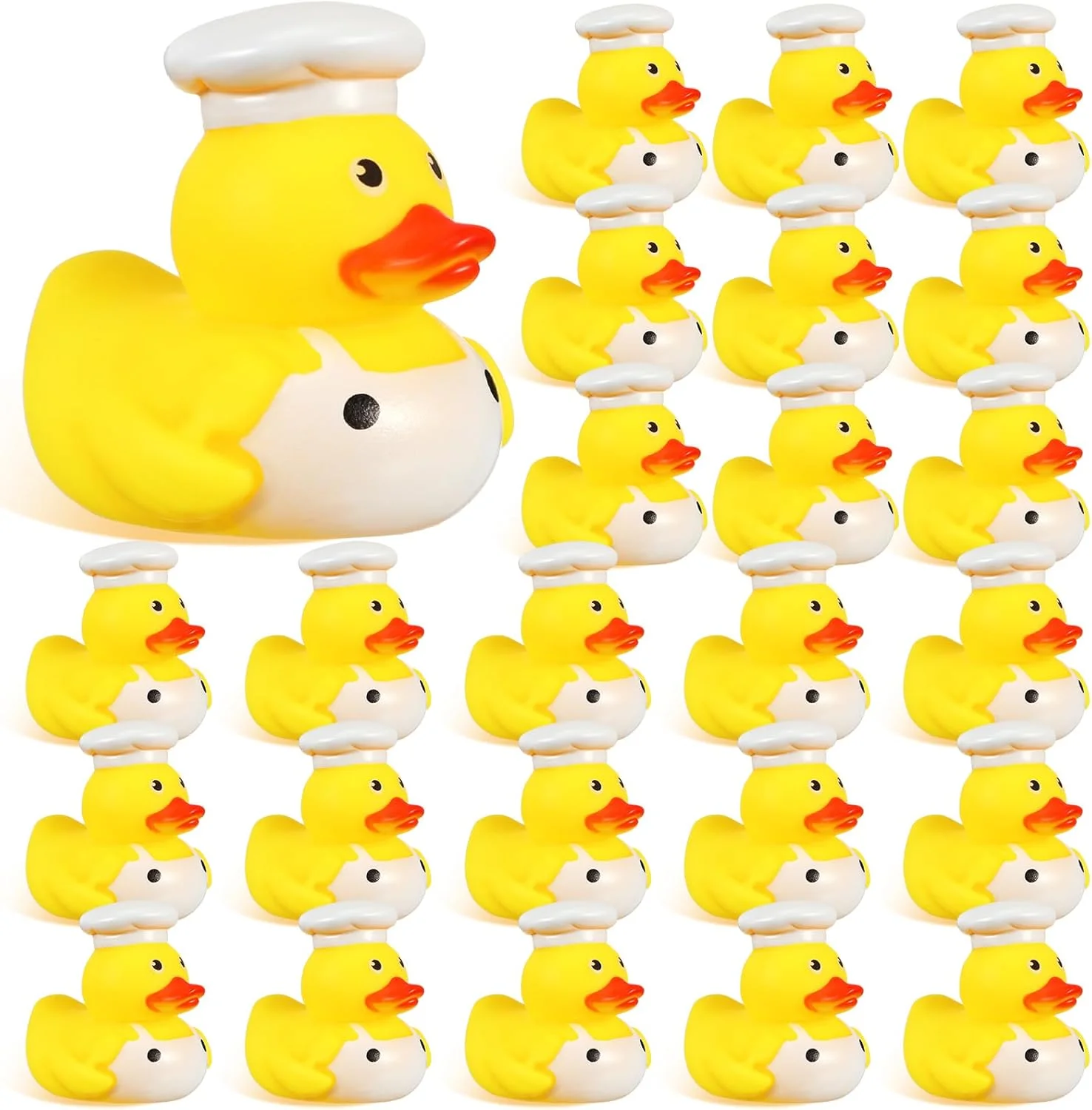 اردک های لاستیکی Sotiff، اسباب بازی اردک حمام جالب 2 اینچی برای مهمانی ها، هدایای تولد، ساحل، تابستان، اسباب بازی های استخر وان حمام (24 عدد، اردک های لاستیکی سرآشپز)