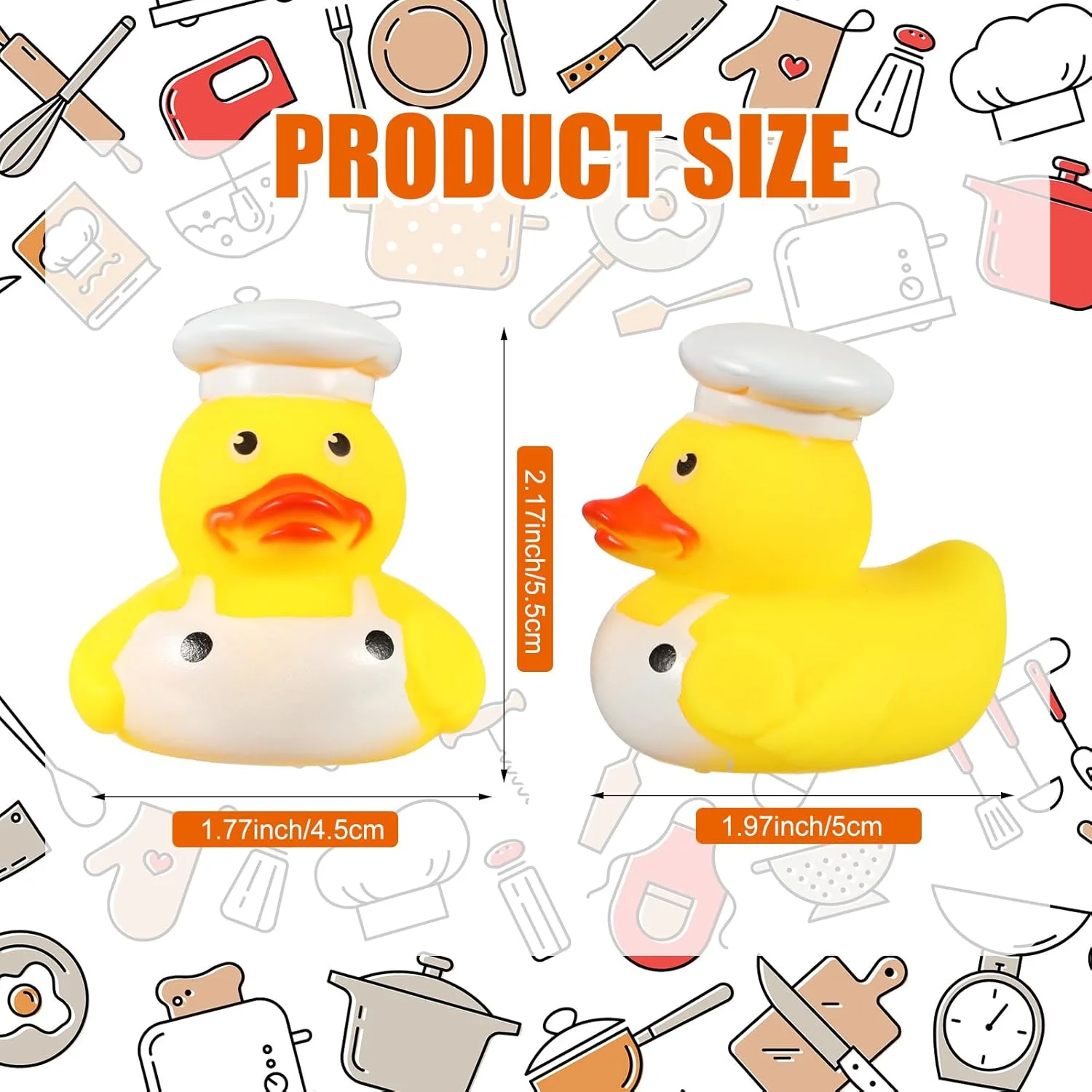 اردک های لاستیکی Sotiff، اسباب بازی اردک حمام جالب 2 اینچی برای مهمانی ها، هدایای تولد، ساحل، تابستان، اسباب بازی های استخر وان حمام (24 عدد، اردک های لاستیکی سرآشپز)