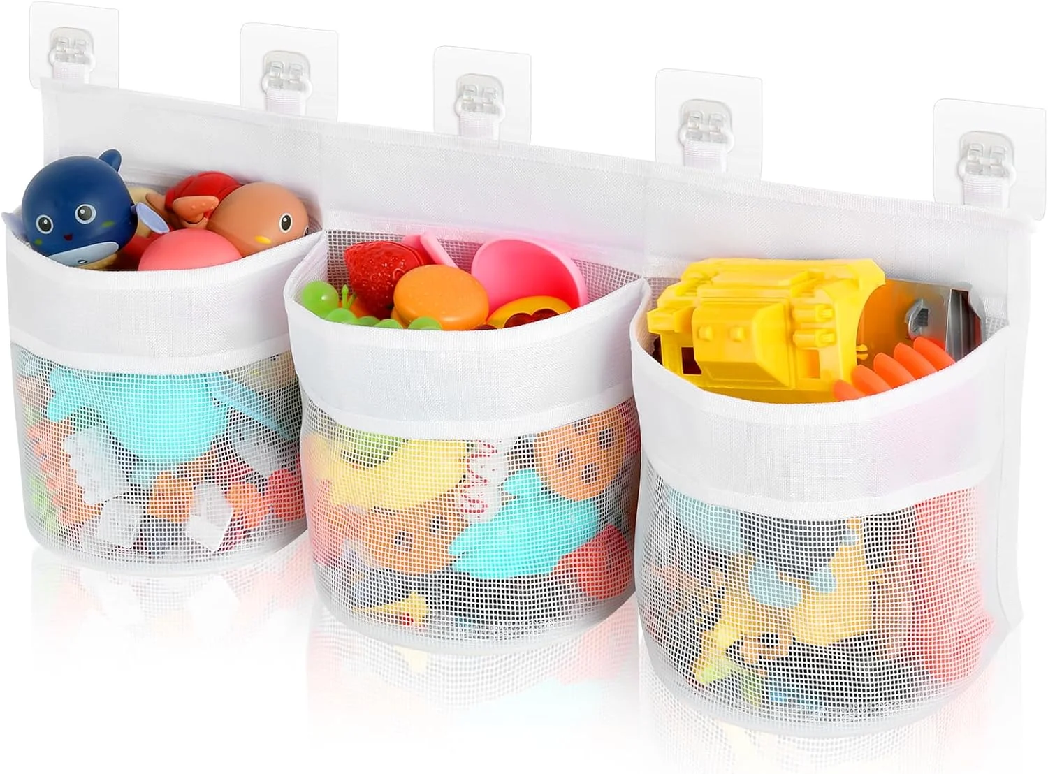 محفظه نگهداری اسباب بازی وان حمام، سازمان دهنده اسباب بازی وان حمام، نگهداری اسباب بازی های وان حمام، سازمان دهنده اسباب بازی حمام کودک برای وان، سبد نگهداری اسباب بازی کودک، لوازم جانبی سبد دوش نگهدارنده اسباب بازی حمام برای وان (سفید)