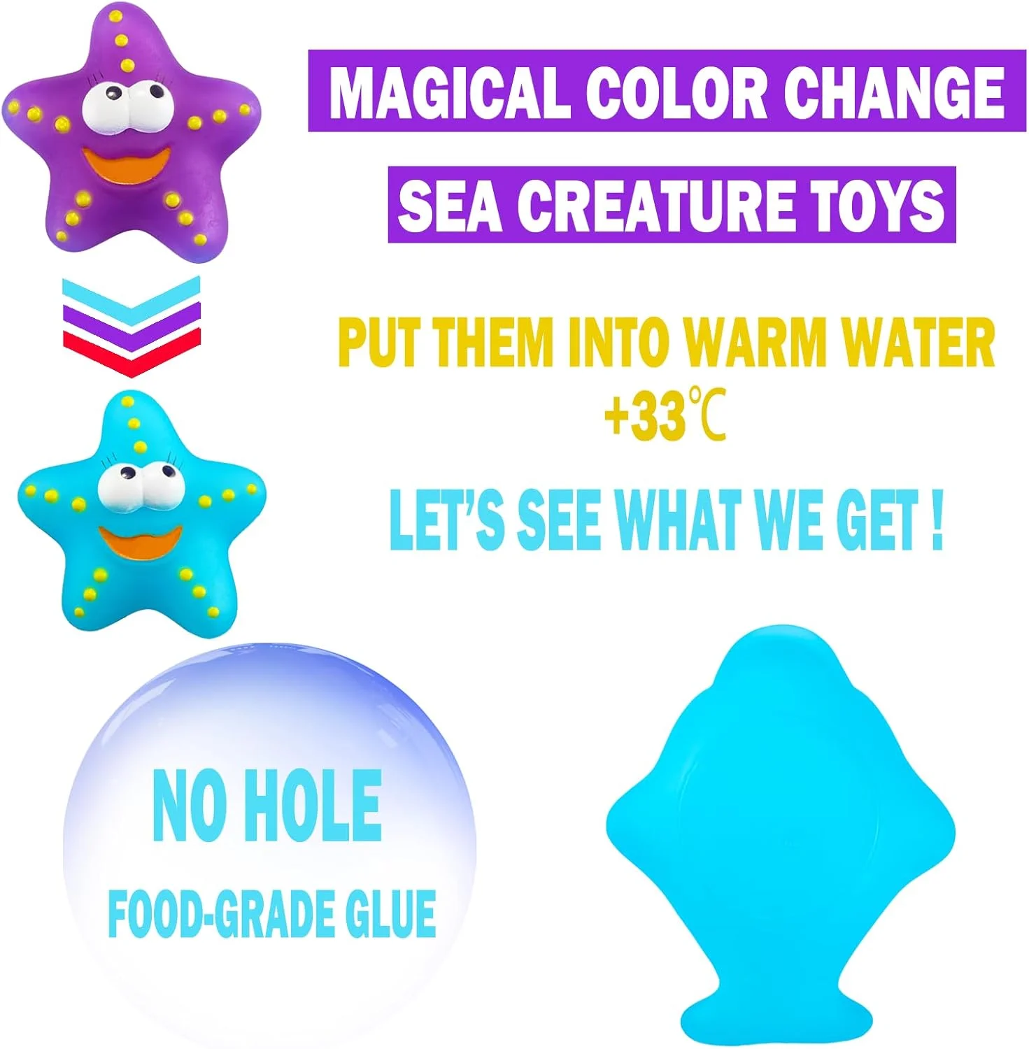 اسباب بازی های حمام تغییر رنگ دهنده بدون سوراخ برای کودکان نوپا، اسباب بازی های حیوانات دریایی اقیانوسی تغییر رنگ دهنده با کیسه خشک کن (9 عددی)، اسباب بازی های آبی حمام کودک اسباب بازی های ماهی شناور