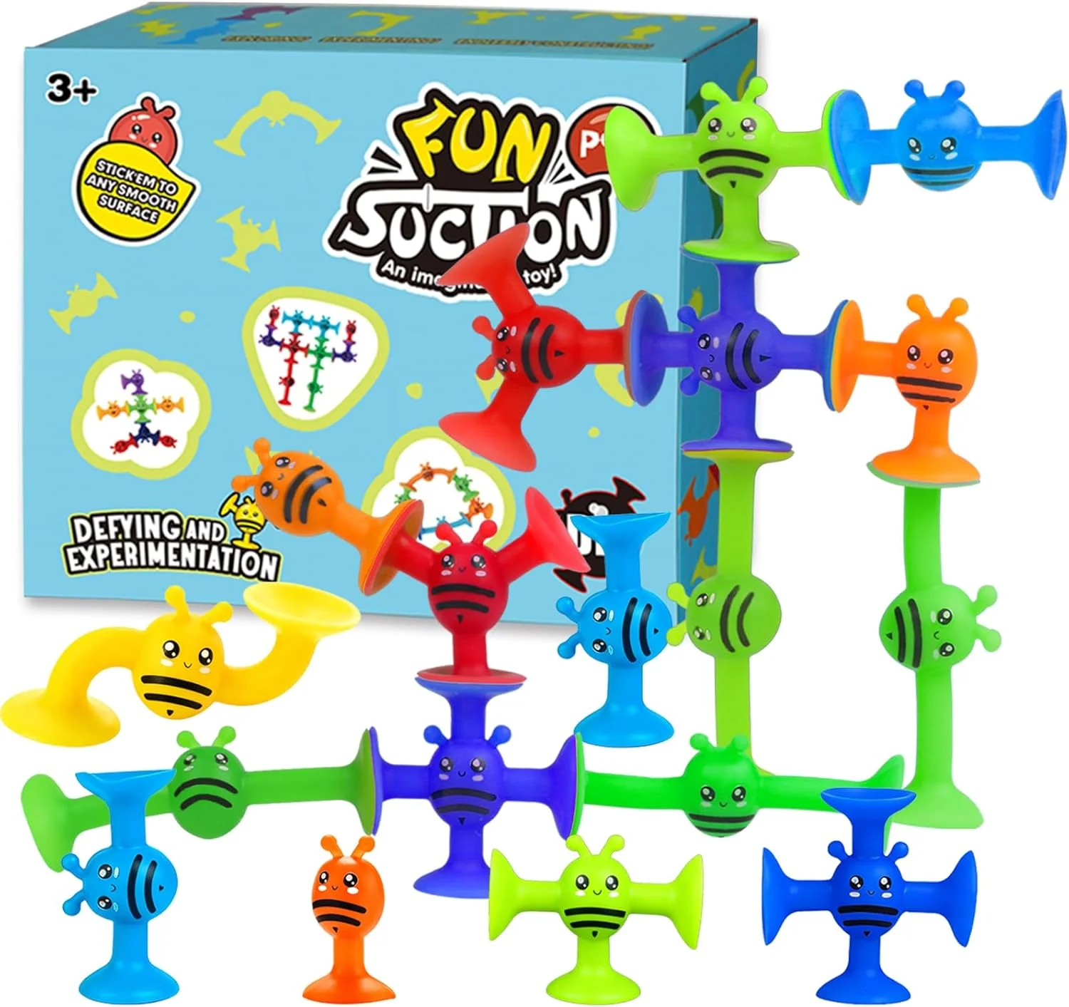 اسباب بازی فنجان مکشی برای کودکان بالای 3 سال، اسباب بازی های مکشی 40 تکه، اسباب بازی های ساختنی برای حمام، اسباب بازی های حسی مونته سوری برای کاهش استرس، هدیه برای پسران و دختران 6 تا 8 ساله