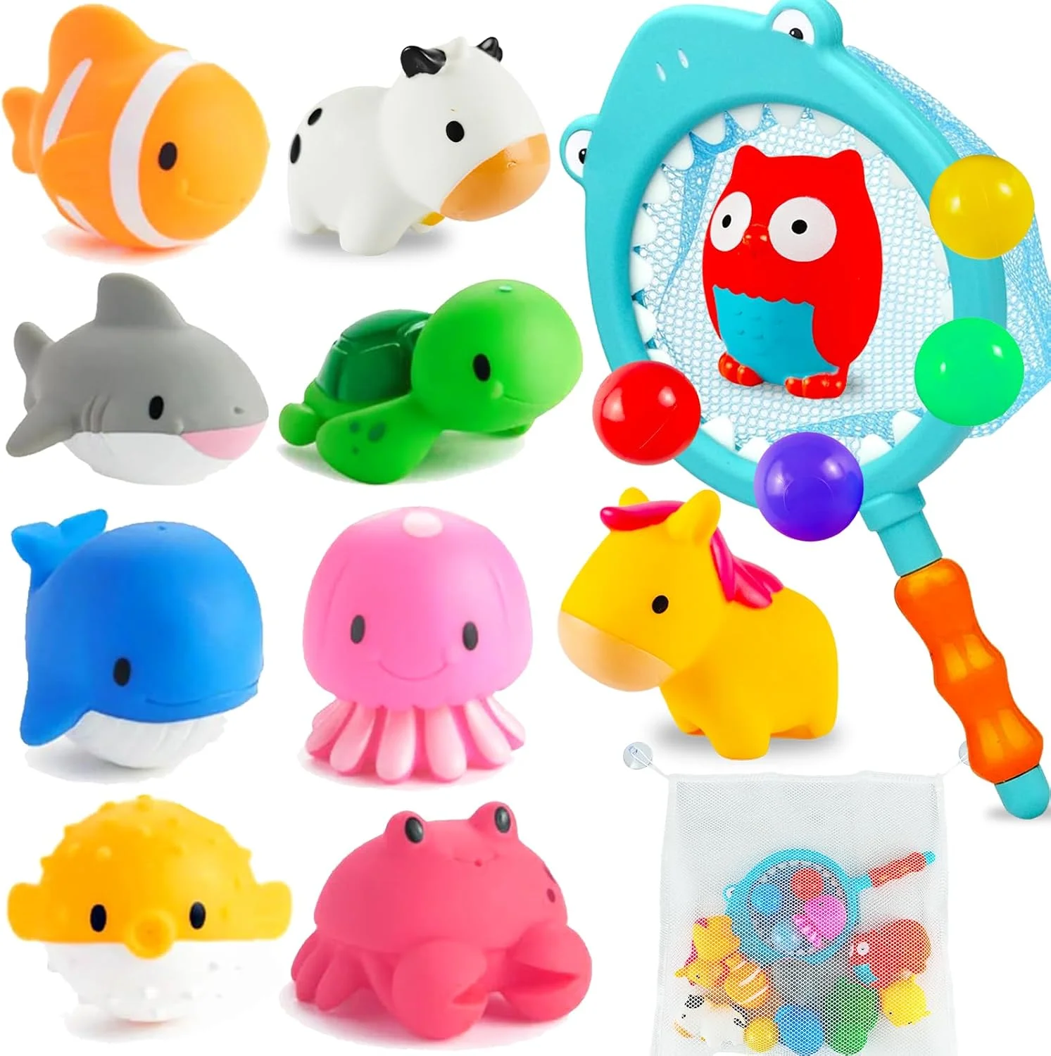 بسته 16 عددی اسباب بازی حمام کودک، اسباب بازی آبی کودک، اسباب بازی حمام کودک از 1 سالگی، اسباب بازی استخر حمام، حیوانات آب پاش سرگرم کننده برای کودکان نوپا