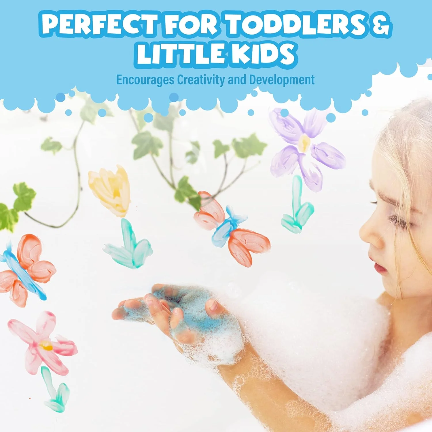 مجموعه 6 عددی رنگ انگشتی مخصوص حمام Tub Works® | غیر سمی | رنگ حمام قابل شستشو برای نقاشی انگشتی روی دیوارهای وان | اسباب بازی ایده آل برای حمام کودکان نوپا برای بازی خلاقانه | تمیز کردن آسان، رنگ حمام سرگرم کننده