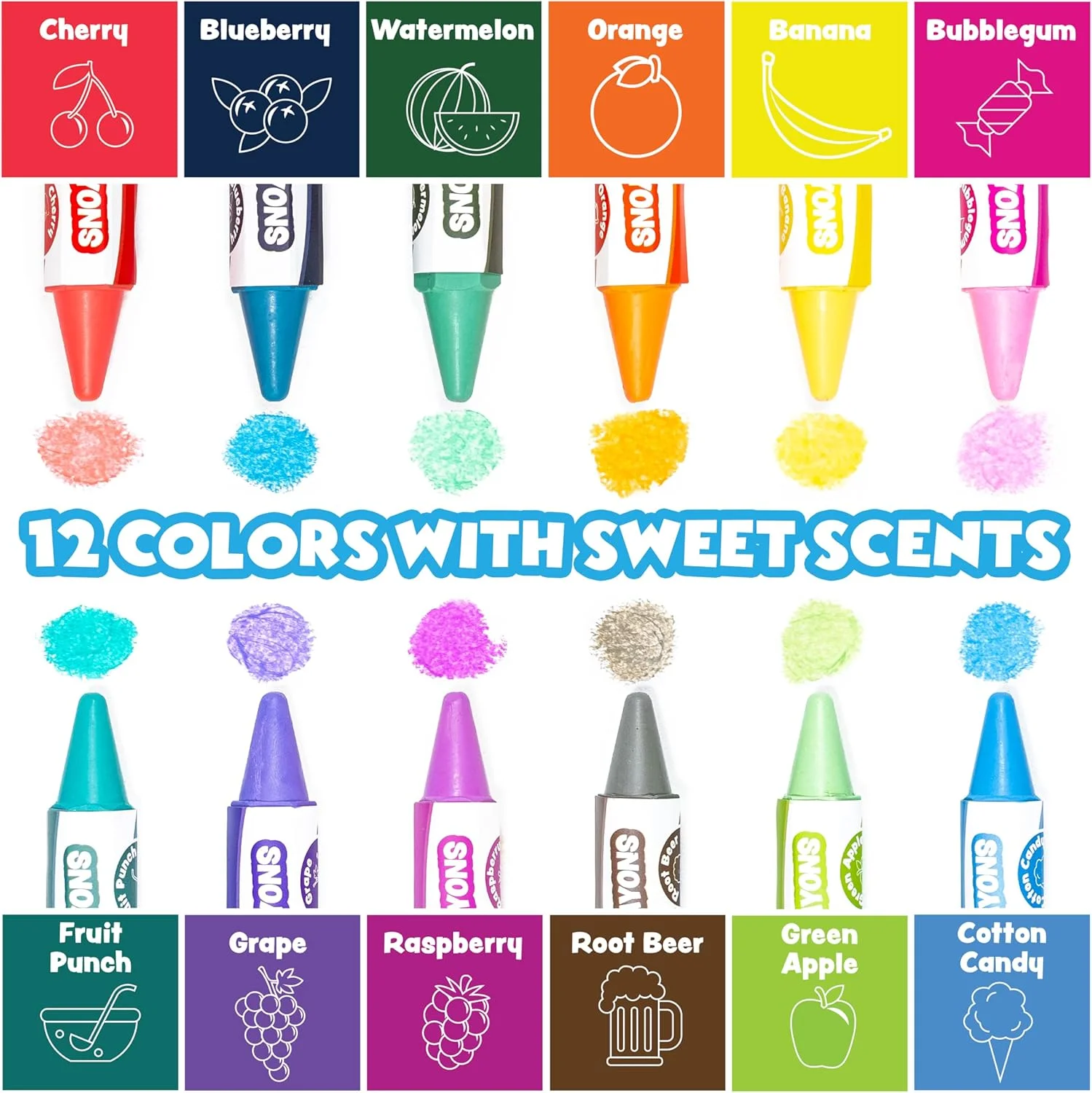 مداد شمعی حمام Tub Works® Sweet Scents Smooth™، بسته 12 عددی | مداد شمعی های غیر سمی و قابل شستشو برای حمام کودکان و خردسالان
