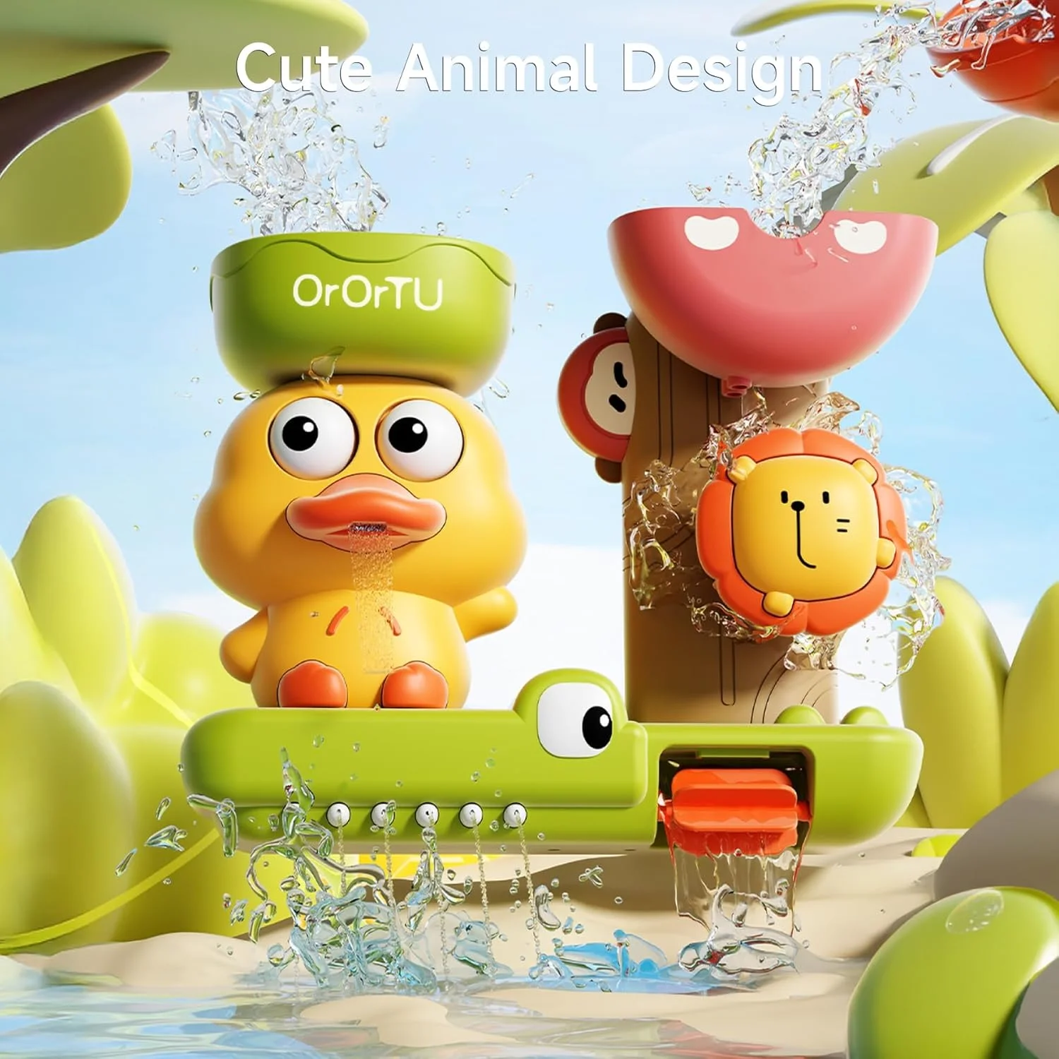 اسباب بازی های حمام کودک OR OR TU، اسباب بازی آسیاب آبی چرخان با فنجان های مکش، اسباب بازی های شنای حمام کودک