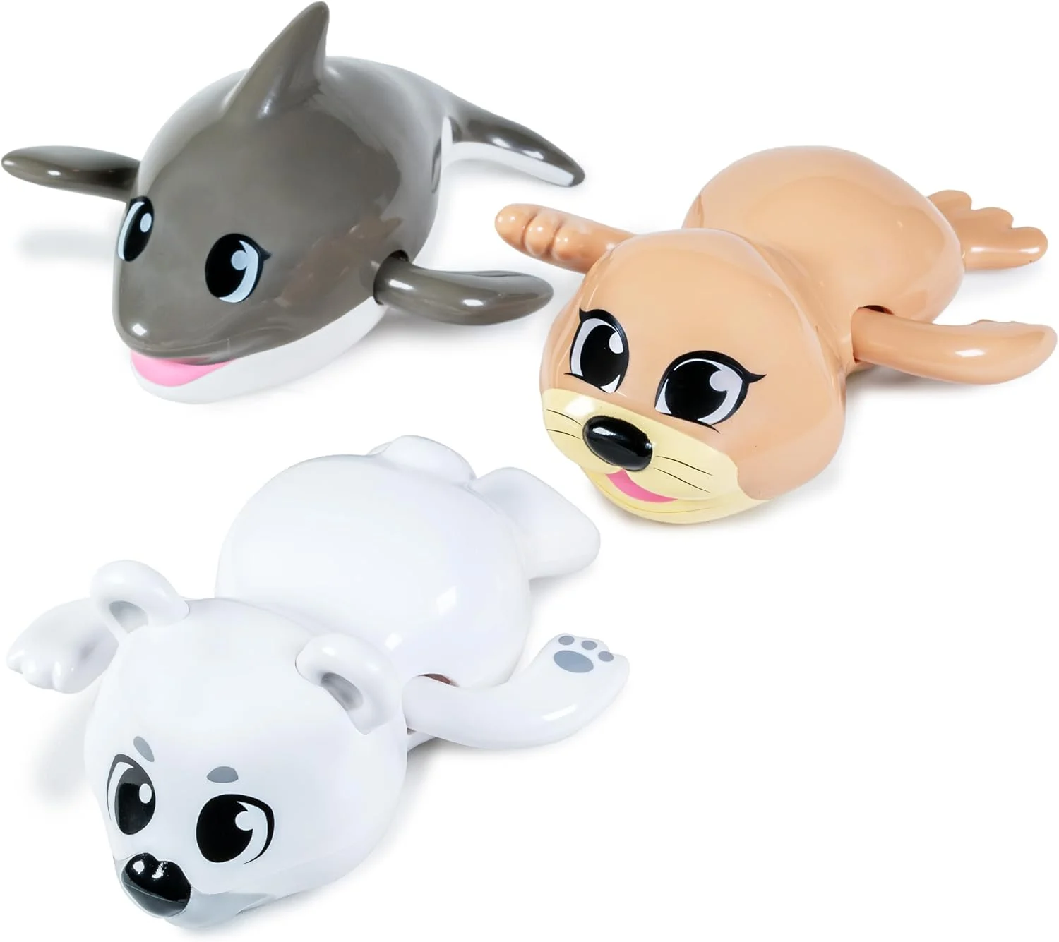 اسباب بازی های کوکی شناور کودک و نوپا مناسب حمام، بسته 3 عددی قطبی | بازوهایشان را کوک کنید و تماشا کنید که شنا می کنند! | اسباب بازی های تعاملی حمام کودک | ایده آل برای وان حمام، استخر کودک و نوپا یا میز آبی