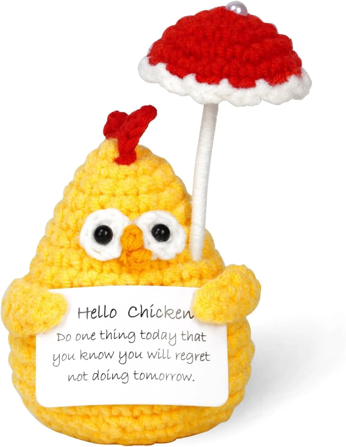 عروسک بافتنی بامزه مرغ، هدیه ای الهام بخش برای زنان، مردان و دوستان، دکوری کوچک دست ساز و آرامش بخش برای میز، ایده آل برای هدیه تولد و کریسمس