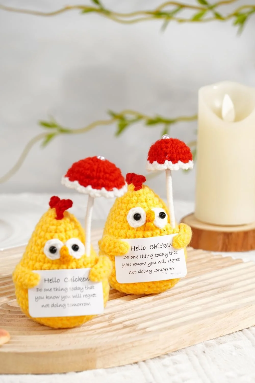 عروسک بافتنی بامزه مرغ، هدیه ای الهام بخش برای زنان، مردان و دوستان، دکوری کوچک دست ساز و آرامش بخش برای میز، ایده آل برای هدیه تولد و کریسمس