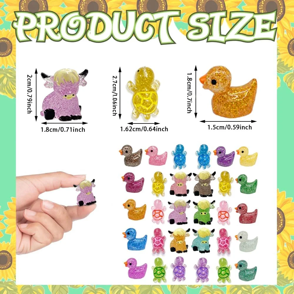 84 عدد مینیاتوری حیوانات رزینی اکلیلی شامل اردک، گاو، لاک پشت، دکوری مینیاتوری درخشان، مجسمه حیوانات، دکور آکواریوم خانه عروسکی برای کاردستی، خانه عروسکی، دکوراسیون منزل