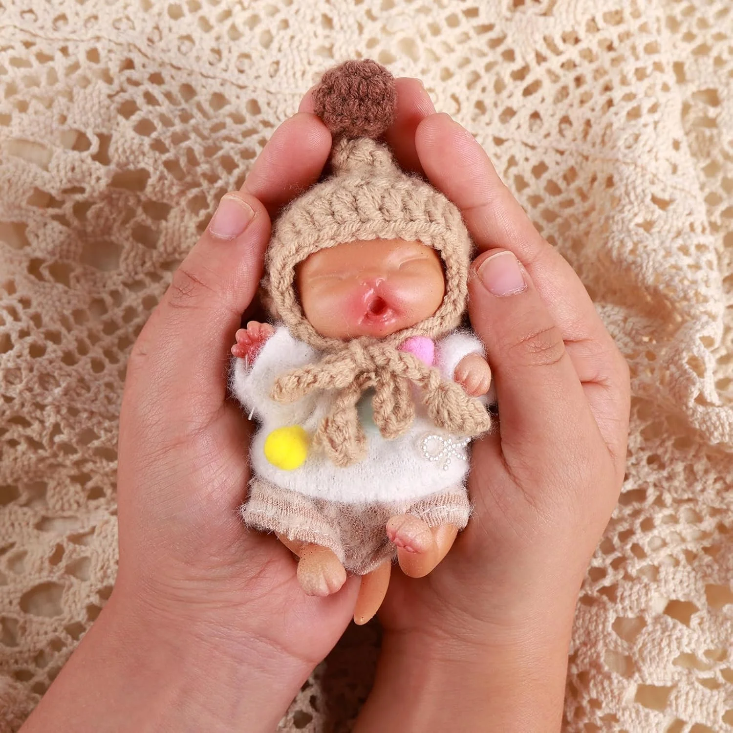 عروسک بچه گربه سیلیکونی 5 اینچی BABESIDE مدل JUSSB001CAT-TC