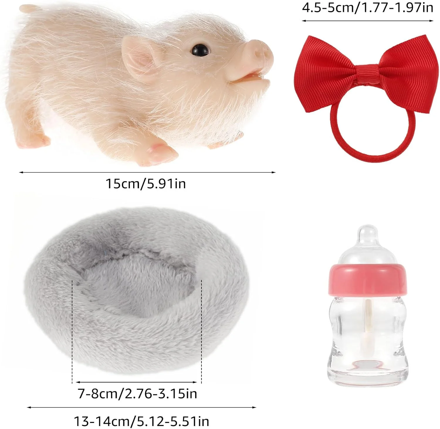 عروسک خوک سیلیکونی 15 سانتی متری، خوک های حیوانات تمام سیلیکونی، عروسک خوک کوچک نرم و واقعی با لوازم جانبی، هدیه برای کودکان، او، تولدت مبارک، کریسمس (A)