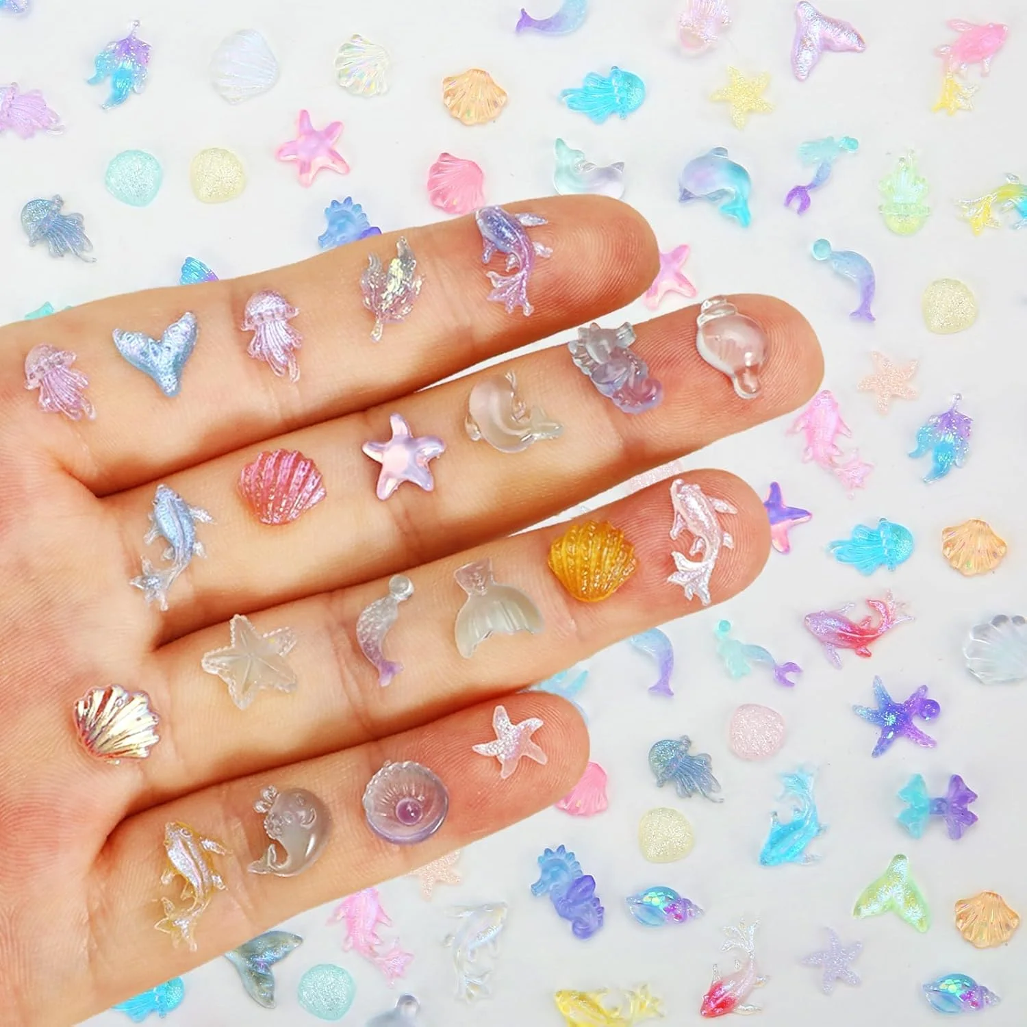 ۲۰۰ عدد مینیاتوری رزینی حیوانات اقیانوسی، موجودات دریایی کوچک برای صنایع دستی DIY، دکور آکواریوم، باغ پریان، خانه عروسکی و محوطه سازی میکرو، مجموعه حیوانات دریایی کوچک