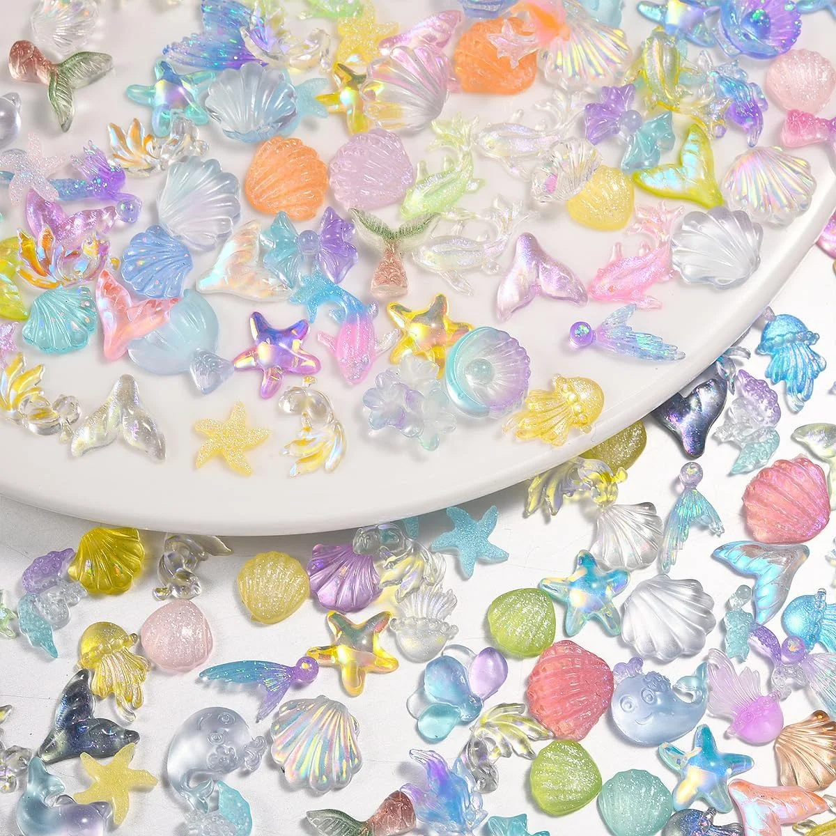 ۲۰۰ عدد مینیاتوری رزینی حیوانات اقیانوسی، موجودات دریایی کوچک برای صنایع دستی DIY، دکور آکواریوم، باغ پریان، خانه عروسکی و محوطه سازی میکرو، مجموعه حیوانات دریایی کوچک