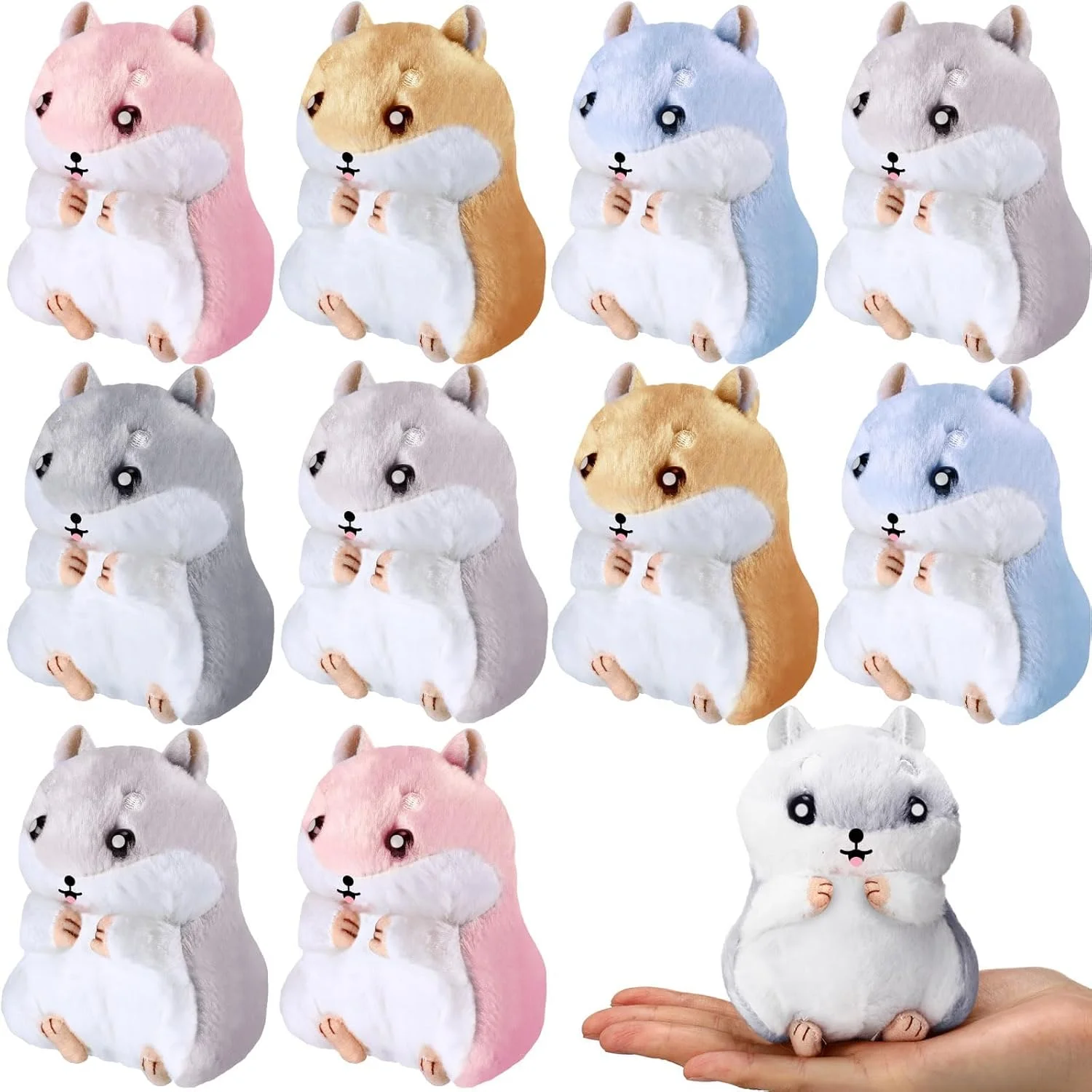 10 عدد حیوان عروسکی همستر کوچک، آویز کیف، جاکلیدی، هدیه مهمانی تولد کودکان، دکوراسیون منزل (چند رنگ)