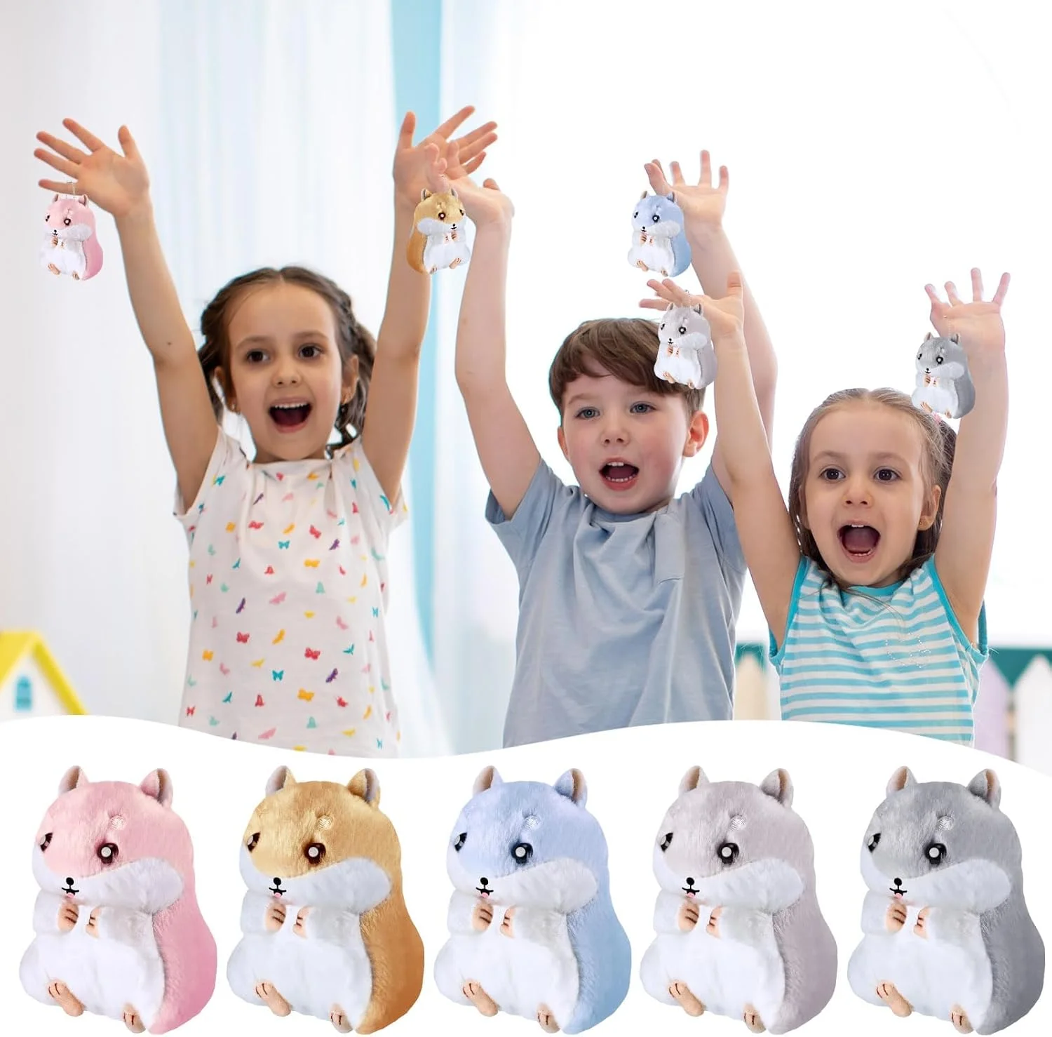 10 عدد حیوان عروسکی همستر کوچک، آویز کیف، جاکلیدی، هدیه مهمانی تولد کودکان، دکوراسیون منزل (چند رنگ)