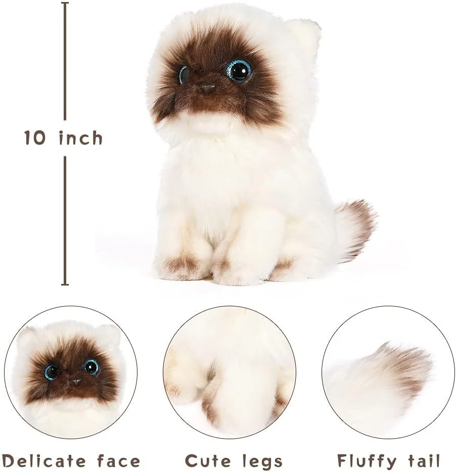 عروسک گربه ای KASTWAVE، طرح گربه سیامی، جنس نرم، شکل واقعی، عروسک بچه گربه 10 اینچی، هدیه تولد عالی برای کودکان، دوستان و عشاق