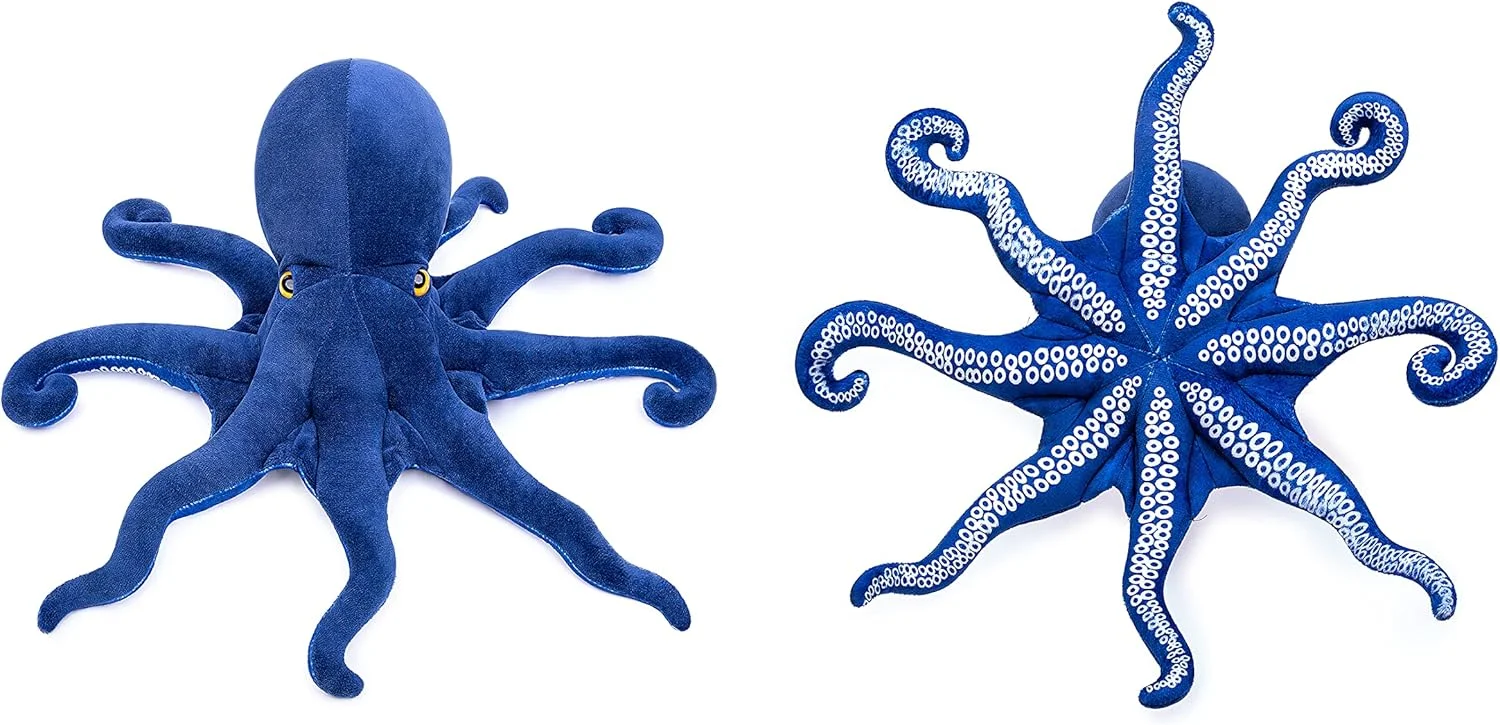 عروسک اختاپوس لیلیزژوماکس، 45 سانتی‌متر، عروسک حیوانات دریایی نرم، حیوانات وحشی، آبی