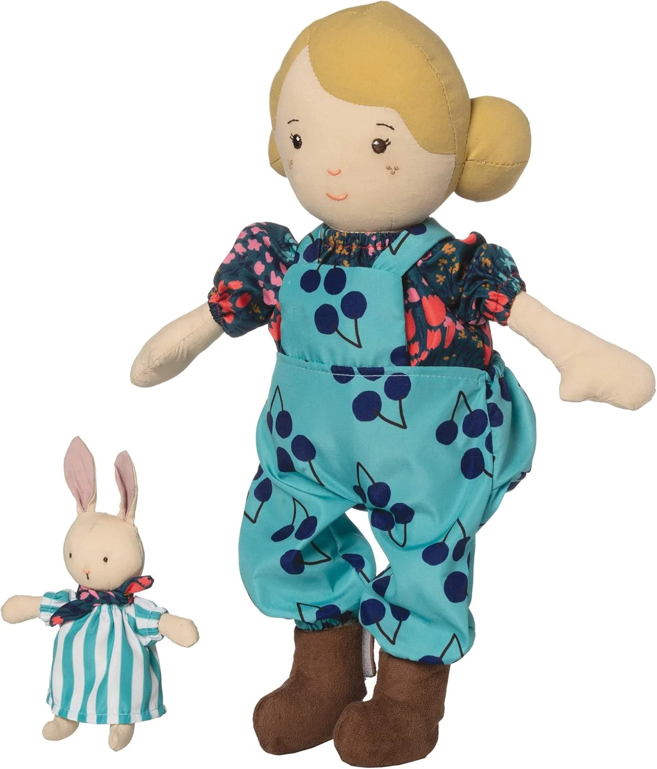 عروسک ۱۴ اینچی الی از Manhattan Toy Playdate Friends با قابلیت شستشو در ماشین لباسشویی و خشک کن به همراه حیوان عروسکی همراه