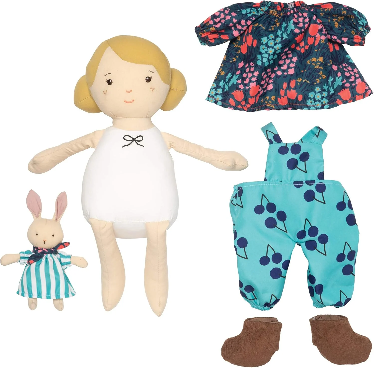 عروسک ۱۴ اینچی الی از Manhattan Toy Playdate Friends با قابلیت شستشو در ماشین لباسشویی و خشک کن به همراه حیوان عروسکی همراه