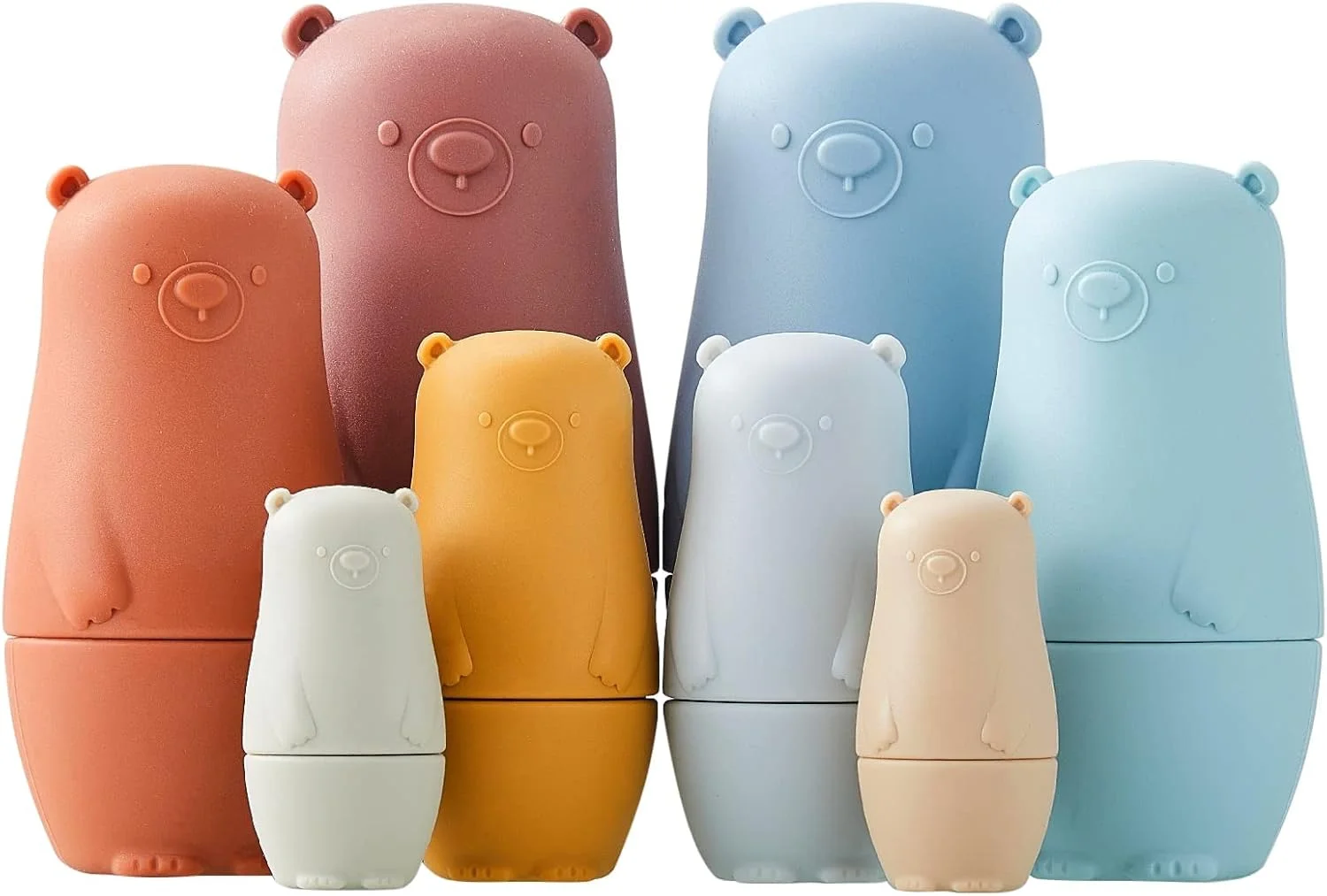 عروسک های تودرتوی روسی 8 تکه NALACAL - عروسک های ماتروشکا سیلیکونی برای کودکان نوپا - طرح خرس