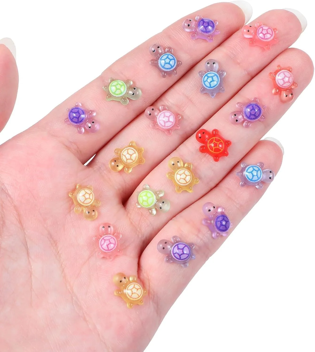 200 عدد مینیاتوری رزینی لاک پشت دریایی شب تاب، تزئینات لاک پشتی کوچک برای باغ پریان، خانه عروسکی، صنایع دستی DIY، منظره میکرو خزه، مجموعه عمده مجسمه های حیوانات کوچک