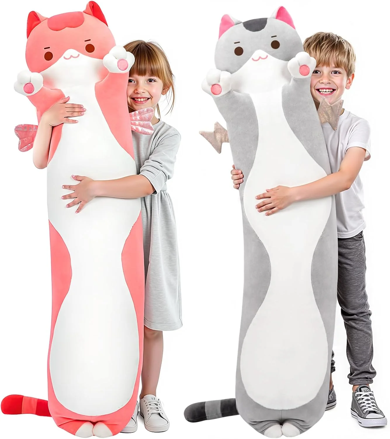 بالش بغلی گربه ای دراز Mewaii، عروسک پولیشی نرم و ناز گربه ای، هدیه اسباب بازی عروسکی برای دوست دختر