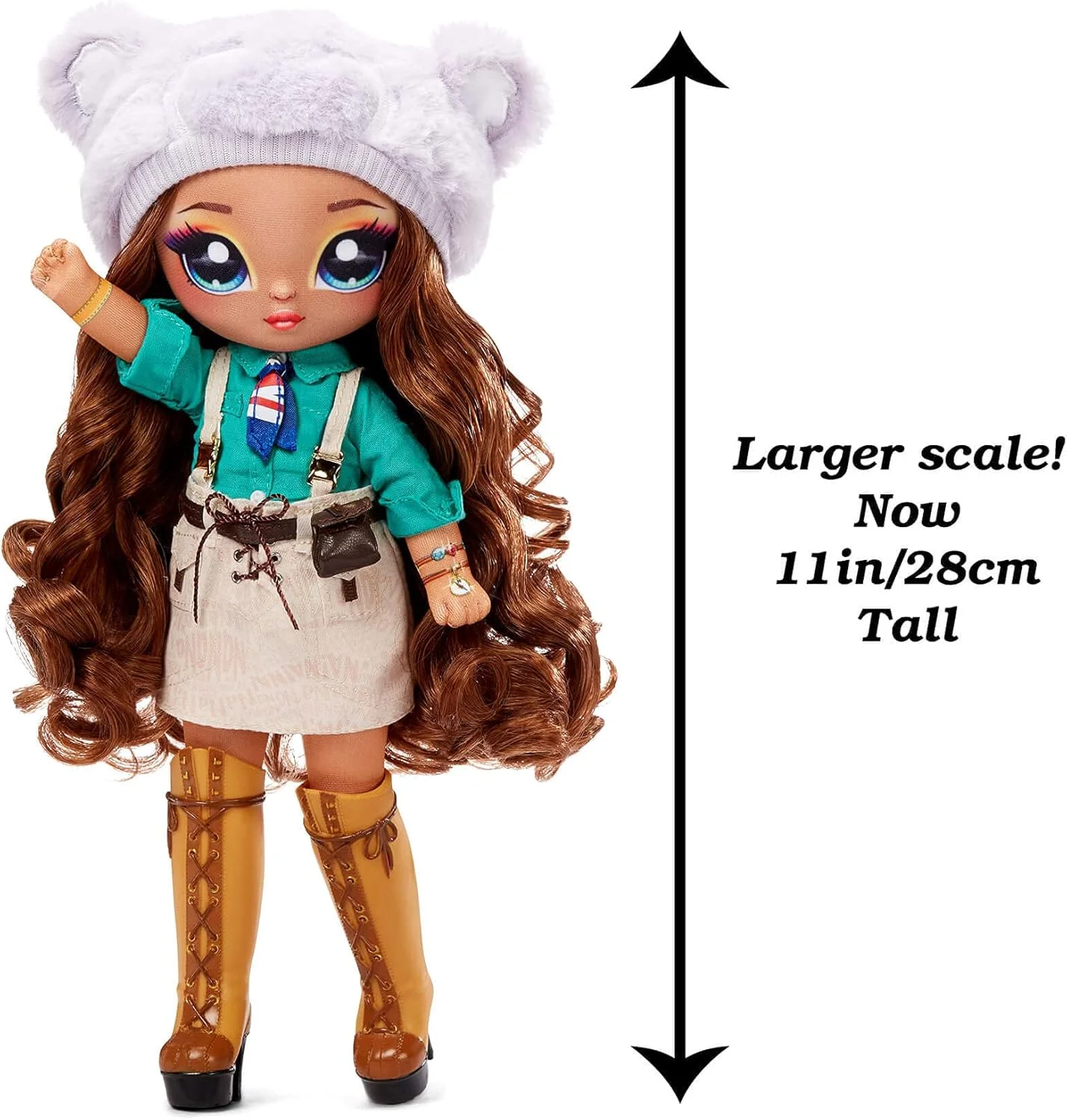 عروسک فشن 28 سانتی متری Na Na Na Surprise Teens مدل آملیا اوت بک، نرم، با قابلیت حالت دهی، موهای قهوه ای، لباس و لوازم جانبی کلاه کوآلای الهام گرفته از حیوانات، هدیه برای کودکان، اسباب بازی برای دختران و پسران 5 6 7 8+ سال