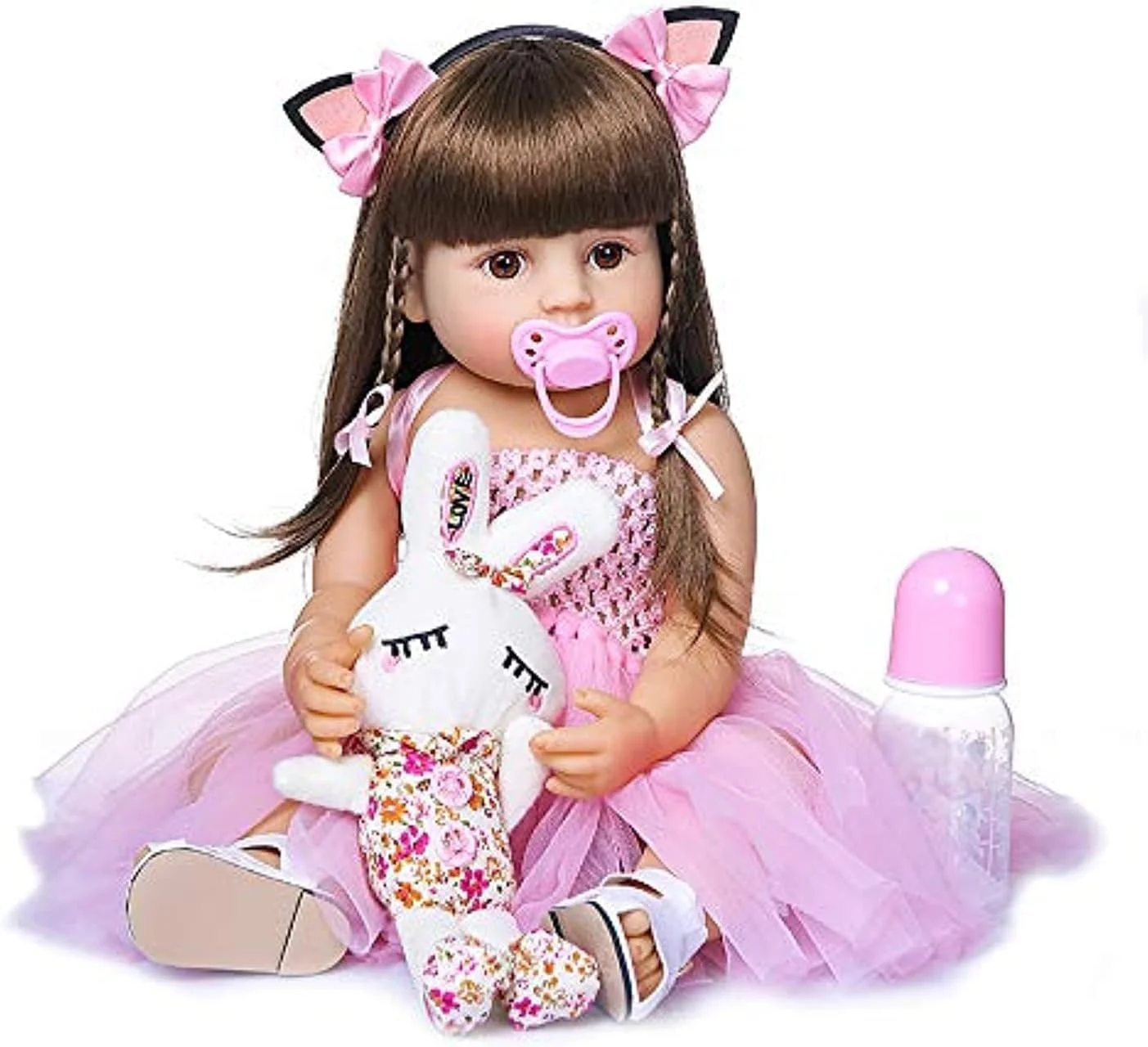 عروسک نانو کلاسیک 48 سانتی متری، تمام سیلیکونی نرم، شبیه نوزاد واقعی - P1 (صورتی)