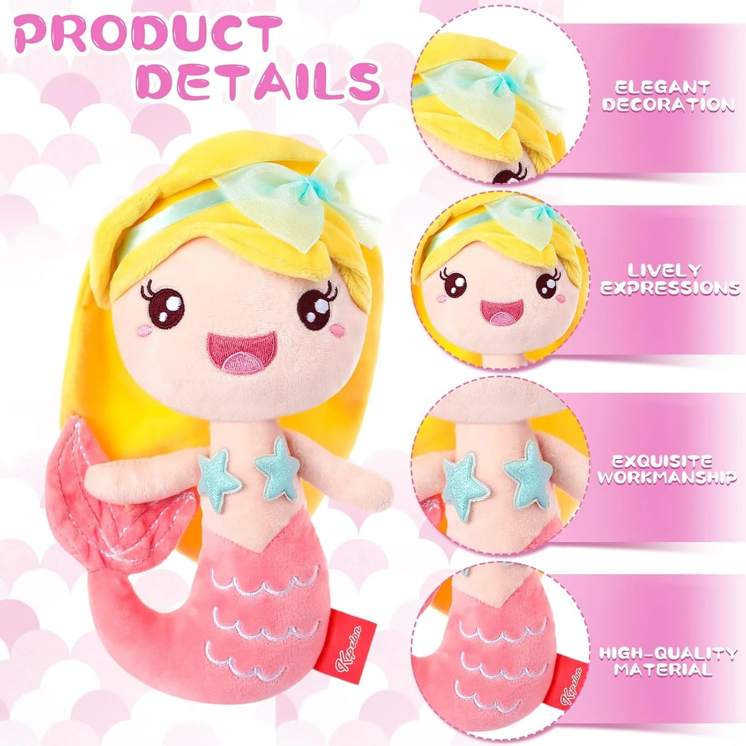 مجموعه 4 عددی عروسک پری دریایی، عروسک های پولیشی 20 سانتی متری پری دریایی، عروسک های پرنسسی زیبا برای کودکان و بزرگسالان، ایده آل برای روز ولنتاین، تولدها، تزئینات مهمانی اقیانوسی (سبک زیبا)