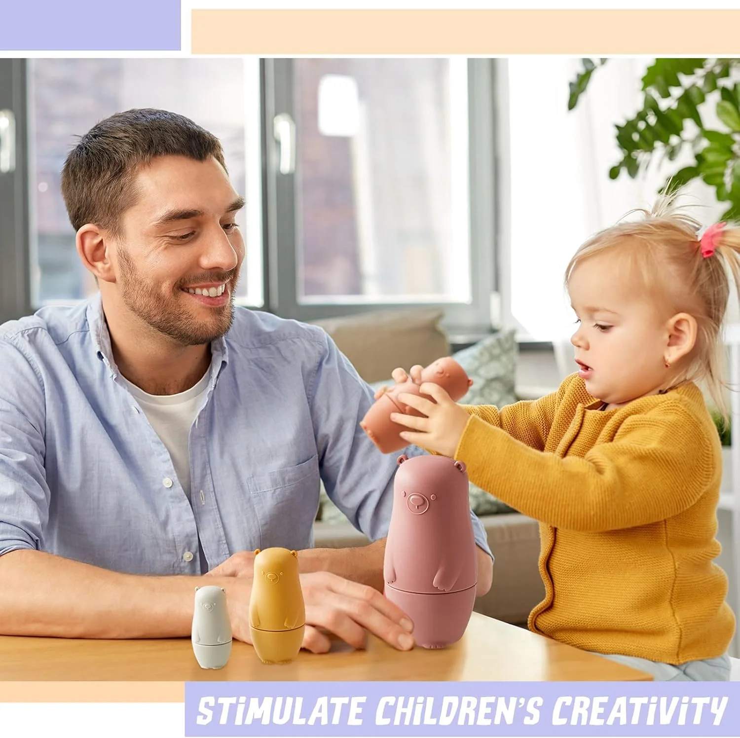 عروسک های تودرتوی روسی 8 تکه NALACAL - عروسک های ماتروشکا سیلیکونی برای کودکان نوپا - طرح خرس