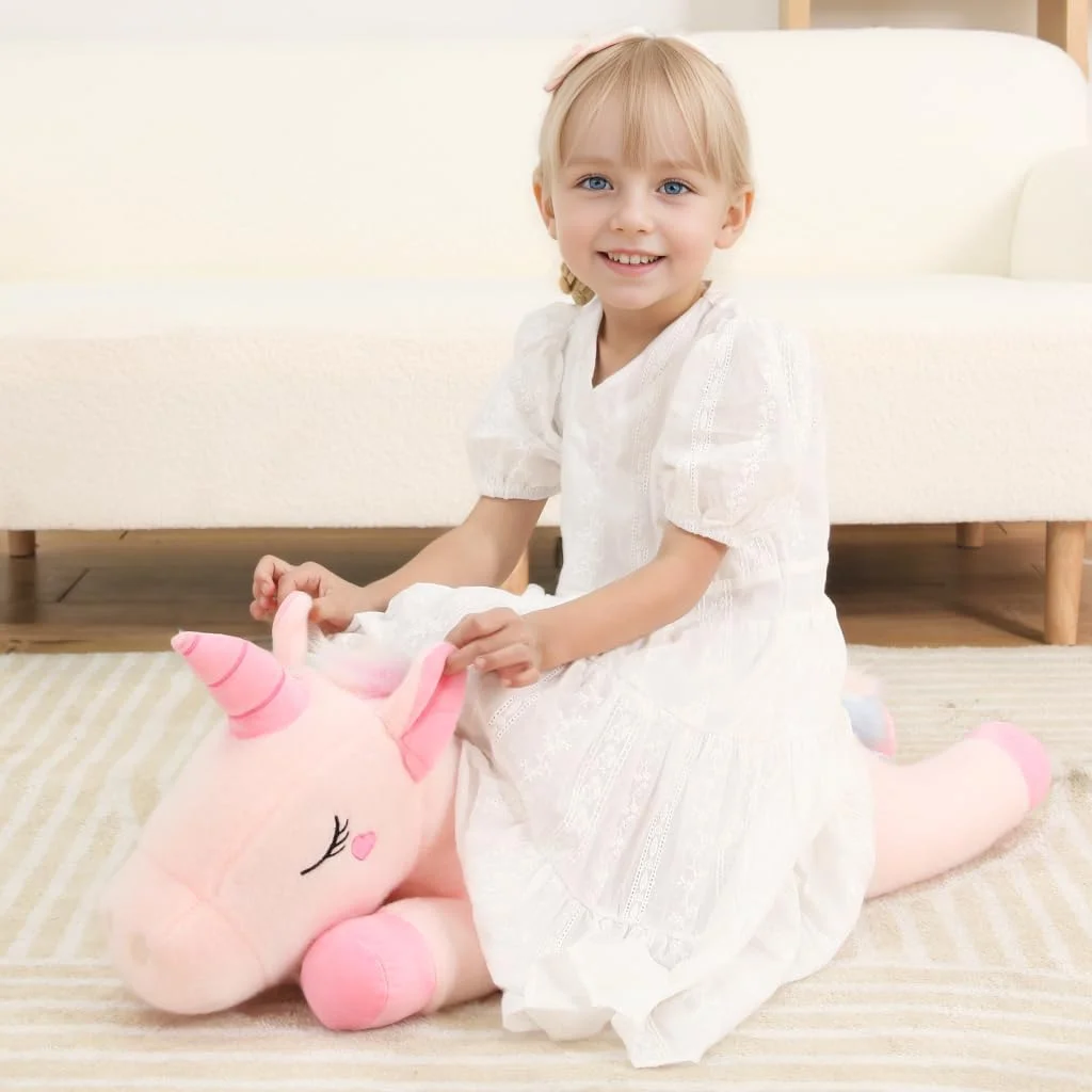 عروسک پولیشی اسب تک شاخ صورتی غول پیکر 80 سانتی متری، بالش نرم بزرگ، اسباب بازی حیوانات پر شده تک شاخ بزرگ، عروسک بزرگ برای هدیه تولد دختران و پسران