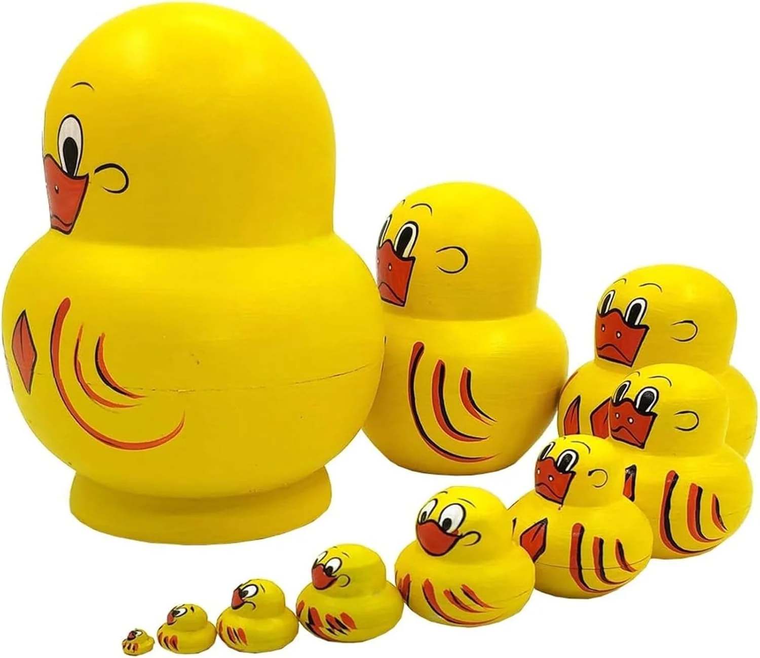 ست 10 عددی عروسک های تودرتوی روسی اردک زرد چوبی دست ساز، عروسک های ماتروشکا حیوانات دوست داشتنی و زیبا، دکوراسیون منزل، اسباب بازی های آموزشی برای بزرگسالان ست 10 عددی عروسک های تودرتوی روسی اردک زرد چوبی دست ساز، عروسک های ماتروشکا حیوانات دوست داشتنی و زیبا، دکوراسیون منزل، اسباب بازی های آموزشی برای بزرگسالان