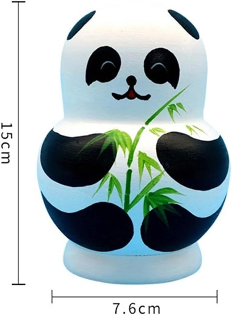 THE WHITE SHOP ست 10 عددی عروسک های تودرتوی روسی پاندا زرد چوبی دست ساز، عروسک های ماتروشکا حیوانی زیبا و دوست داشتنی، دکور خانه، اسباب بازی های آموزشی برای بزرگسالان