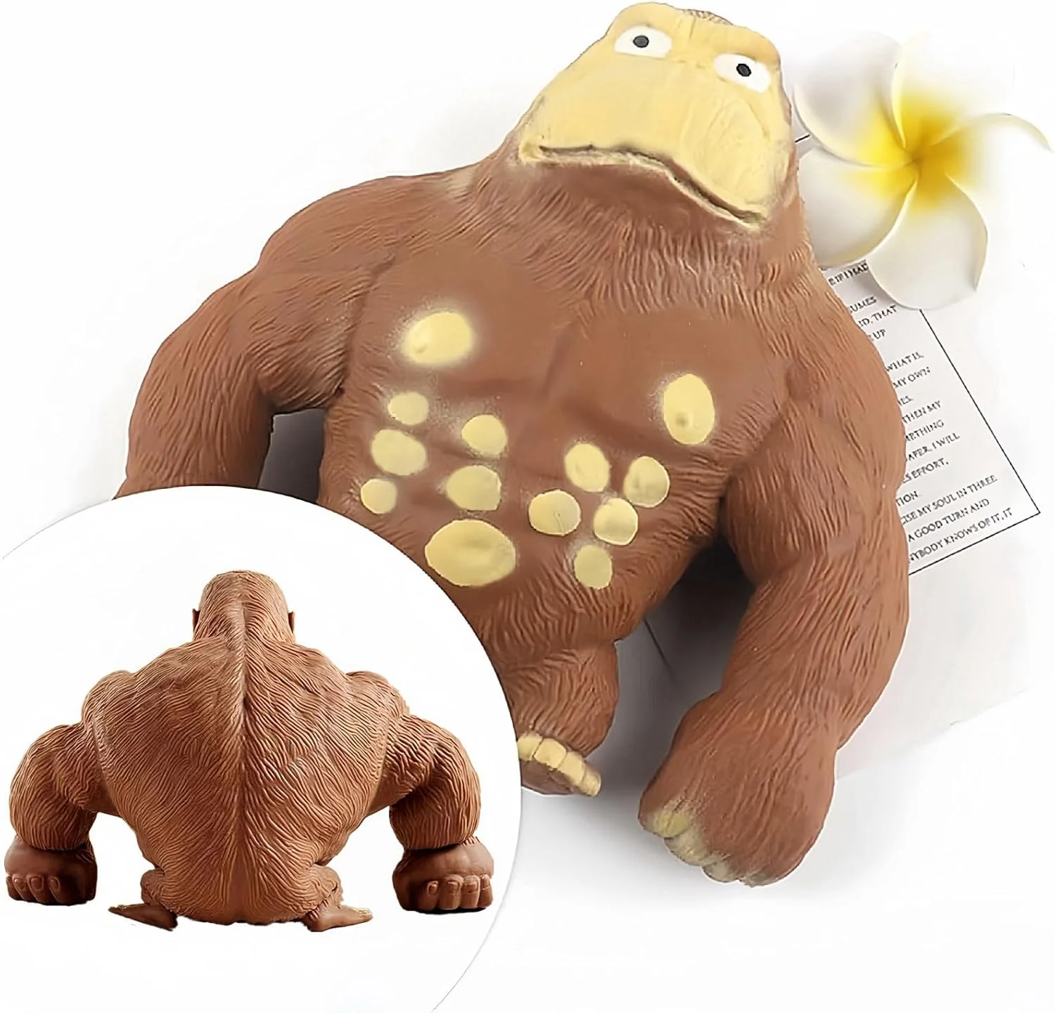 گوریل لاستیکی پر شده با چسب و شن، اسباب بازی عروسکی نرم برای کاهش استرس، حیوانات با قابلیت کشسانی بالا برای کاهش استرس، اسباب بازی کاهش استرس برای بزرگسالان و کودکان (گوریل-S)