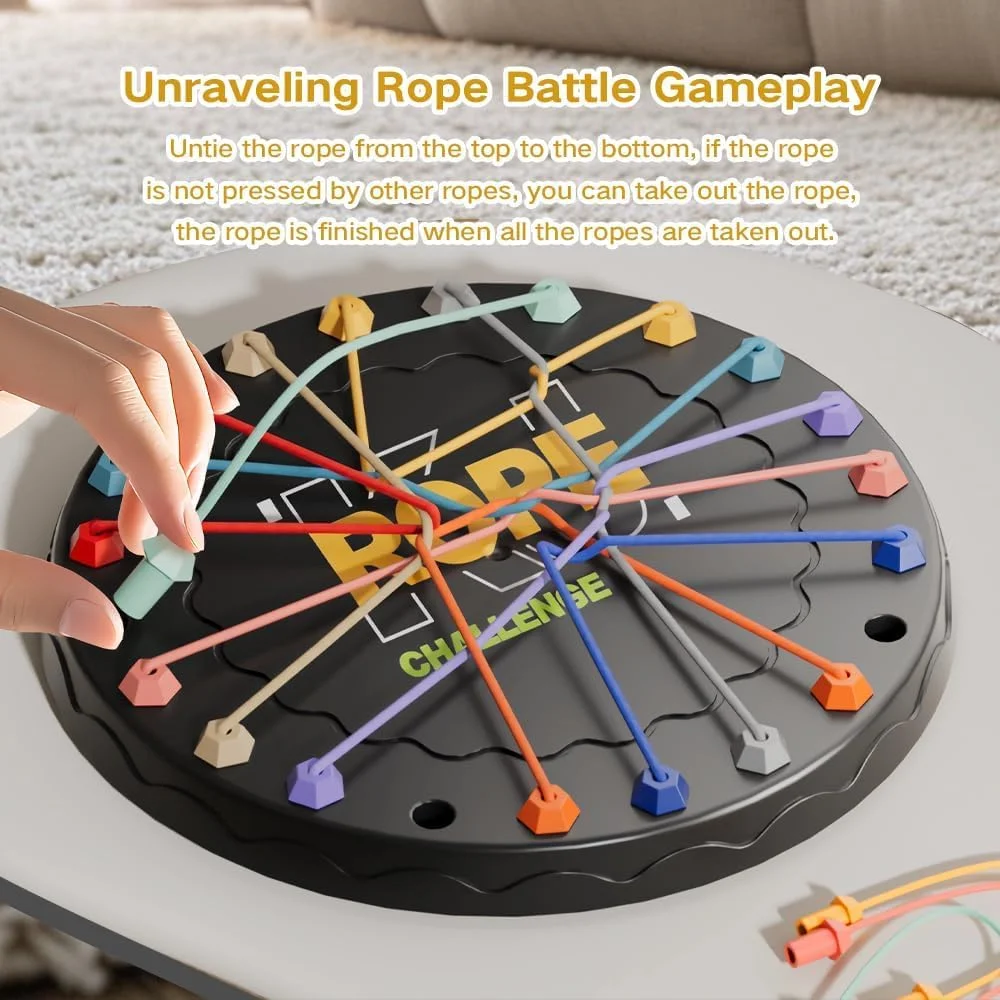 بازی فکری گره‌های هوشمند برای کودکان، بازی پازل طنابی برای سرگرمی خانوادگی، بازی حل مسئله برای کودکان 3 تا 8 ساله، فعالیت سرگرم‌کننده خانوادگی، سرگرمی بدون صفحه نمایش