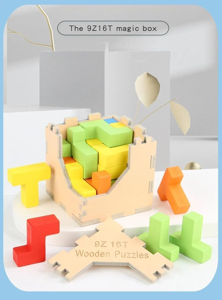 پازل سه بعدی چوبی فکری، تقویت کننده مهارت های منطقی آموزشی با بلوک های در هم قفل شونده منحصر به فرد - بازی ساختنی چالش برانگیز ذهنی، هدیه ای تفکر برانگیز و سرگرم کننده