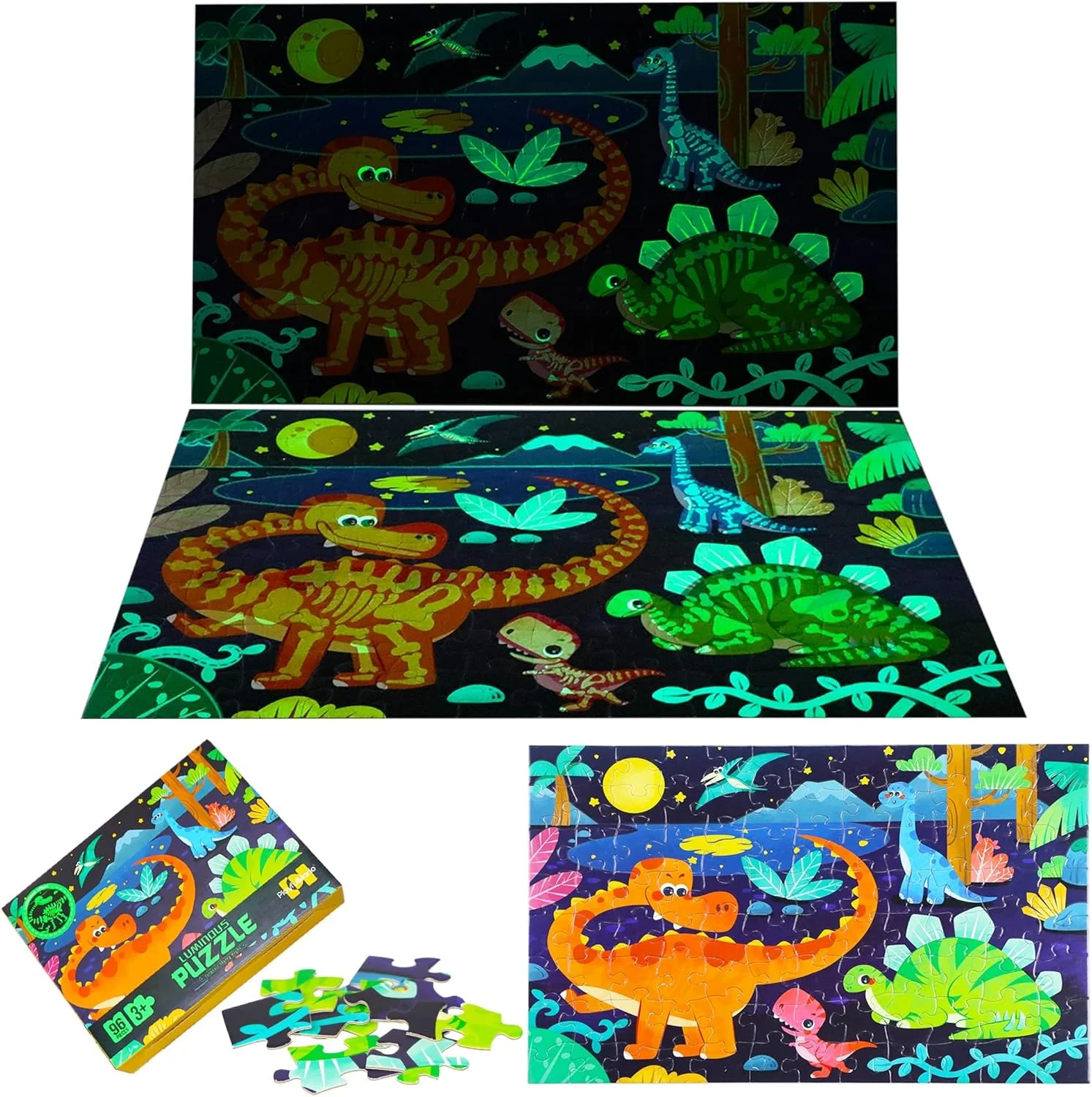 پازل های کودکان، پازل زمینی درخشان 96 تکه برای کودکان 3-12 سال، پازل زمینی، اسباب بازی های پازل آموزشی پیش دبستانی برای پسران و دختران
