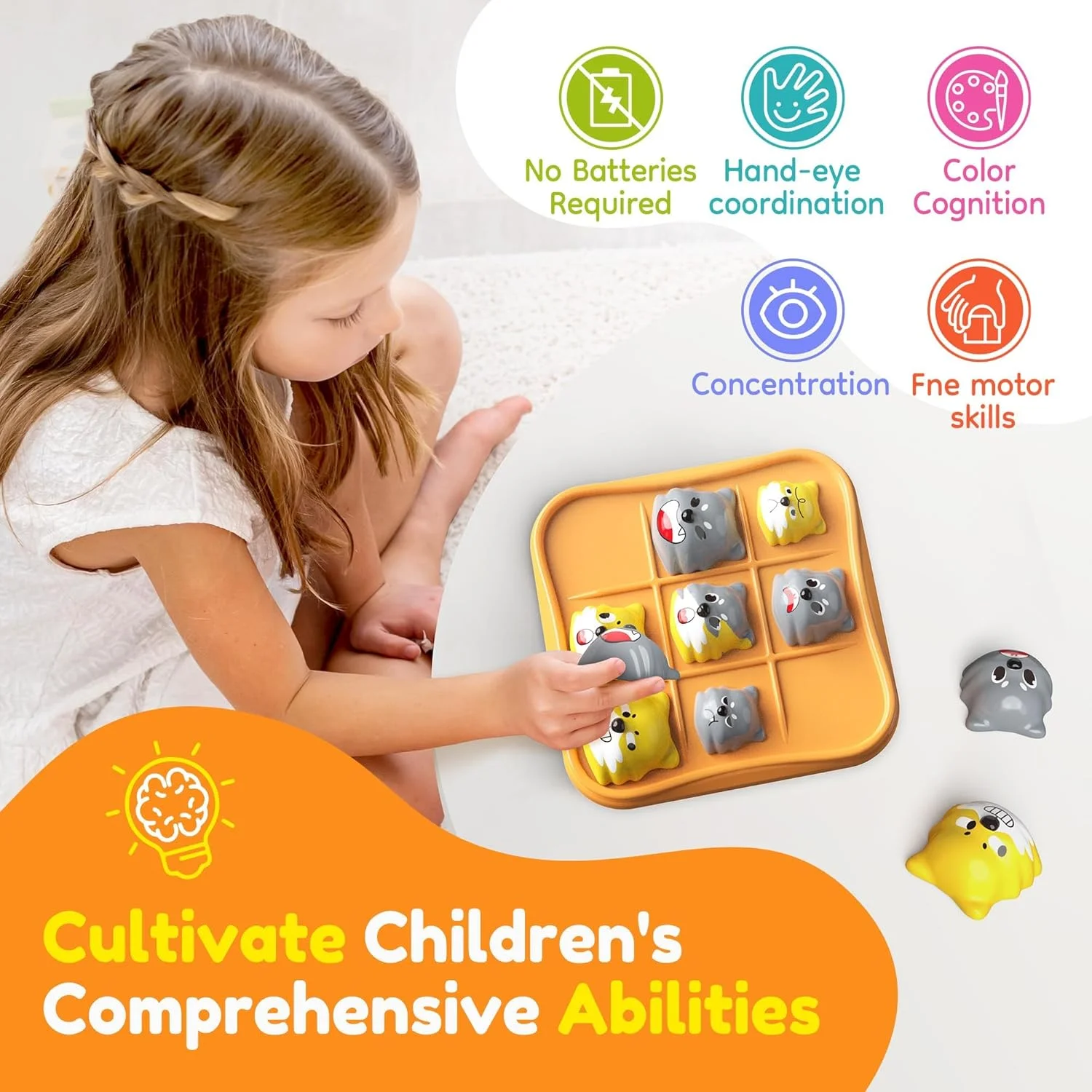 بازی فکری آموزشی تیک تاک تو، بازی پازلی استراتژیک 3 ردیفه، اسباب بازی مسافرتی آموزشی برای پسران و دختران، هدیه تولد تقویت کننده ذهن برای کودکان