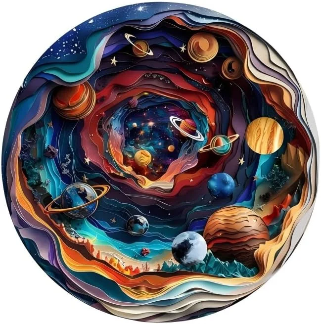 پازل چوبی سه بعدی برای بزرگسالان و کودکان، پازل اره منبتی چوبی پیشرفته با شکل منحصر به فرد جهان، بازی فکری چالش برانگیز، فعالیت آرامش بخش خانوادگی